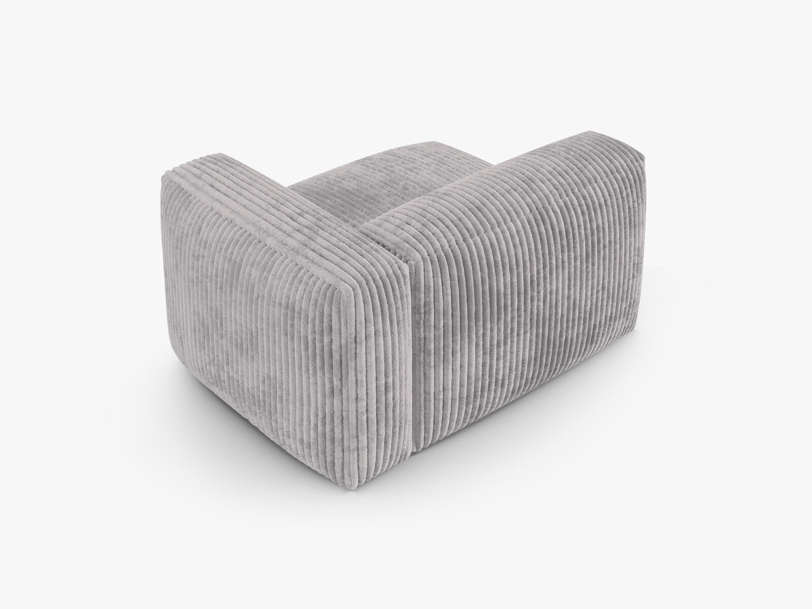 Micadoni Eckmodul mit Armlehne Martina 1-Sitzer 90cm Sitztiefe Rechts Kord Tilia Hellgrau