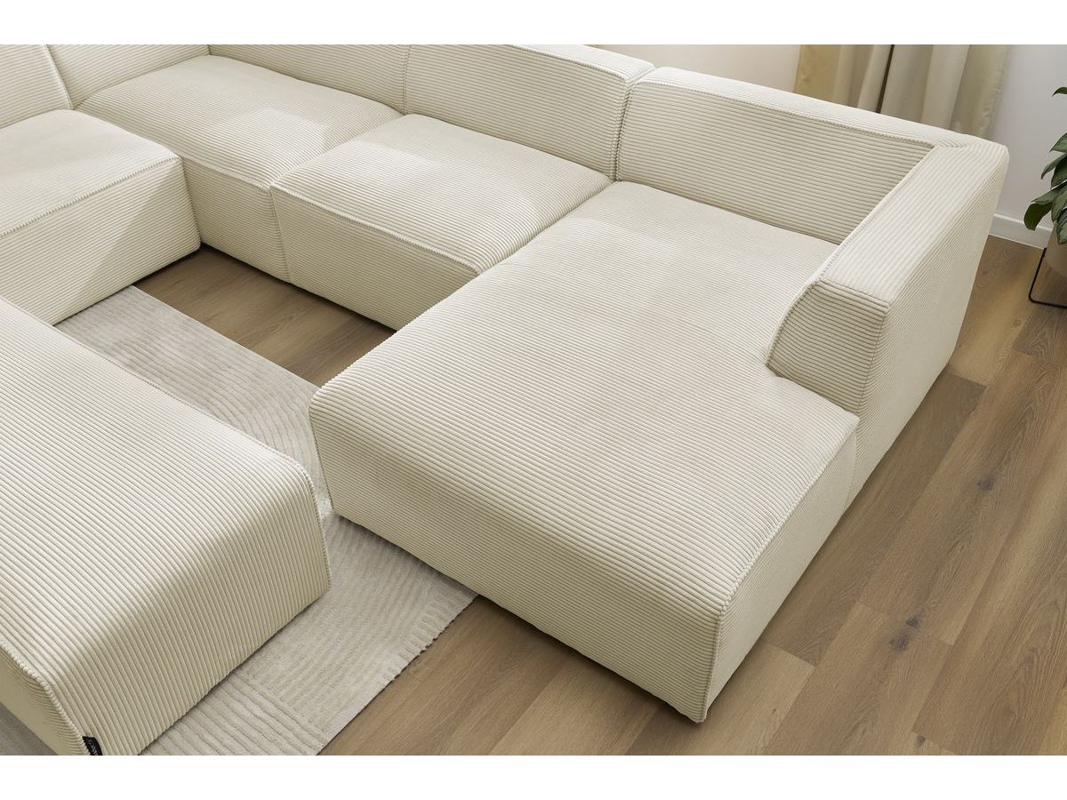 Bobochic Megeve Wohnlandschaft mit Pouf Cordsamt Beige Ecke rechts