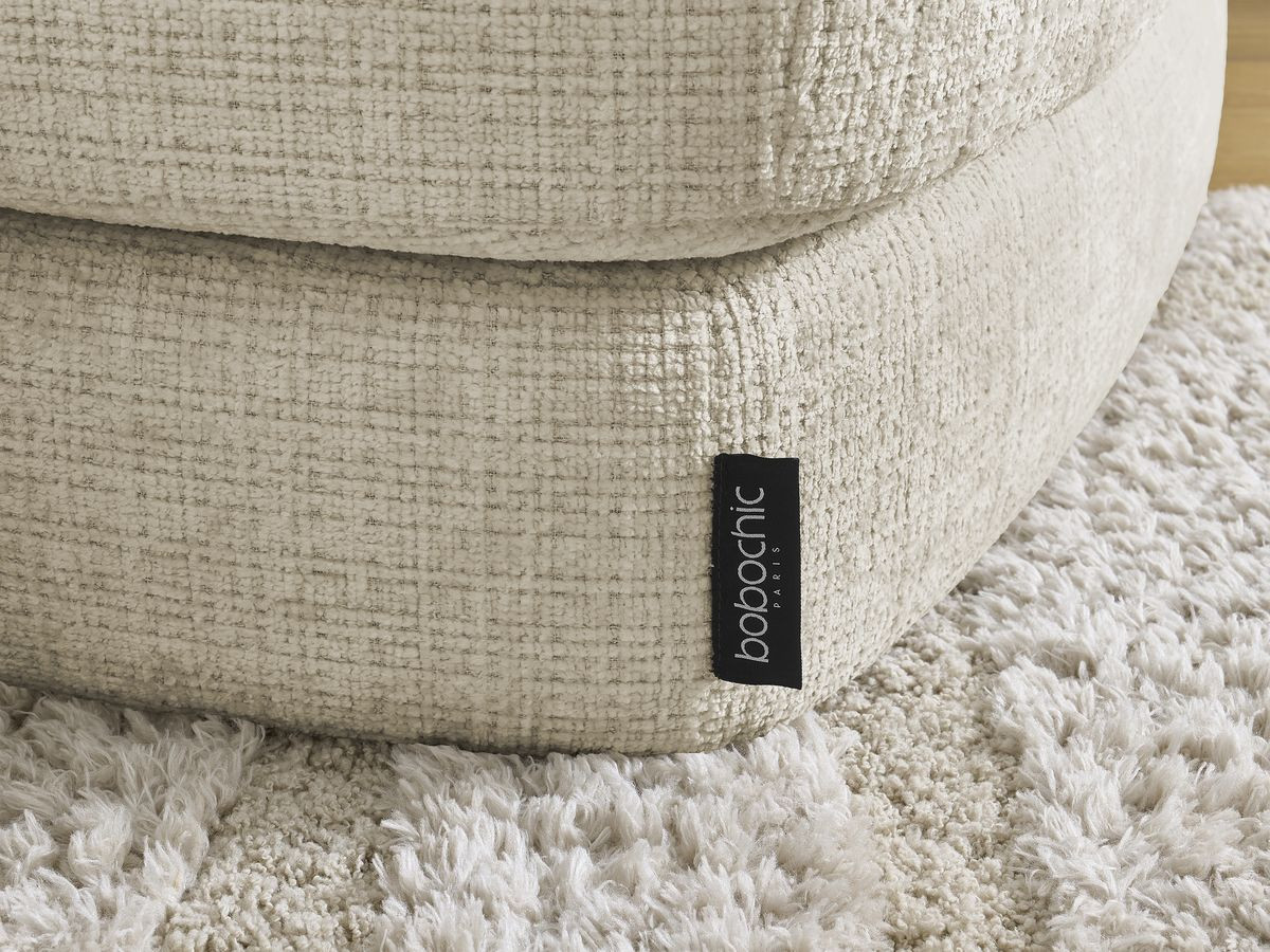 Bobochic Leonore Ecksofa mit Pouf Strukturstoff Beige Ecke rechts
