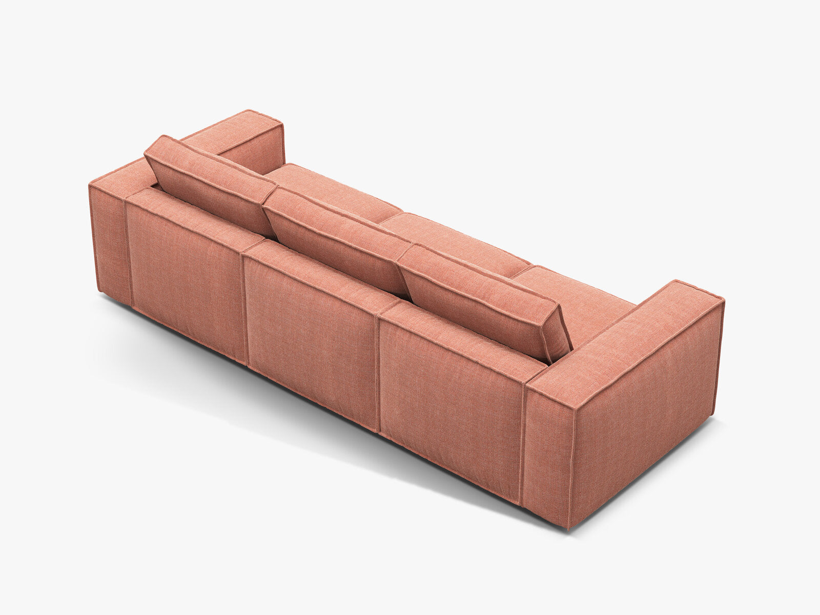 Micadoni modulares Sofa Pola 4-Sitzer Strukturierter Stoff Babel Rot
