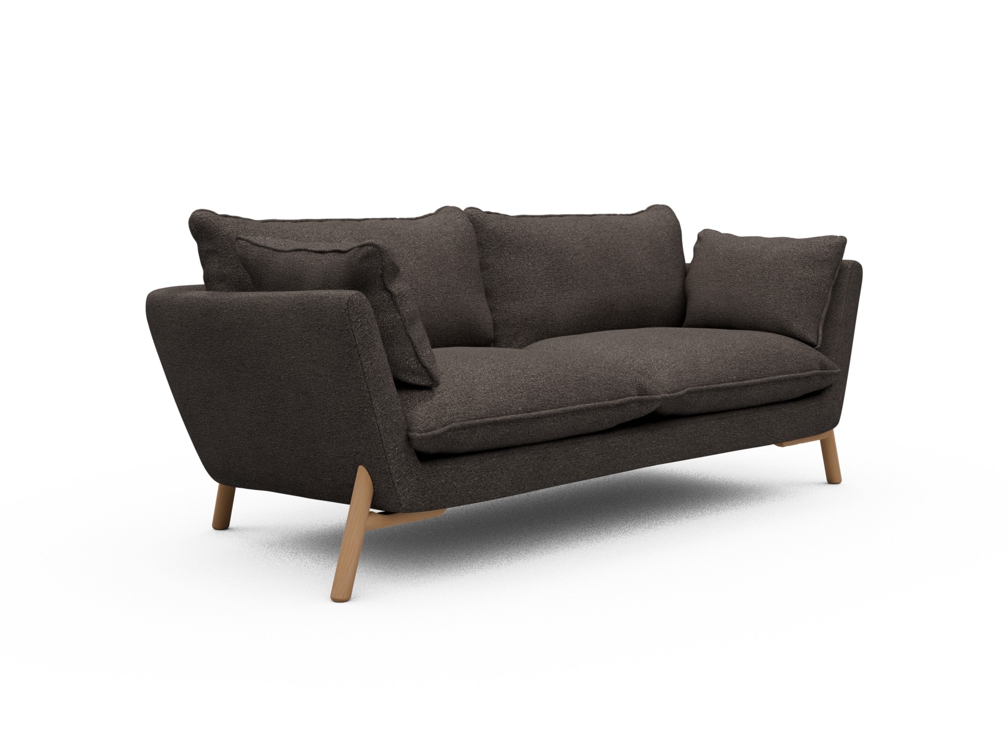 Skandi Home Sofa Emil Soft 2-Sitzer Beinfarbe Eiche Natur Boucle-Taupe moebelfaktor