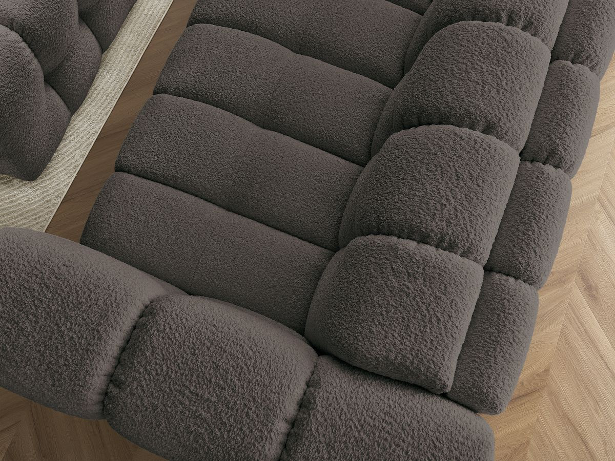 Bobochic Cloud Schlafsofa 3-Sitzer mit Pouf Bouclé-Stoff Braun
