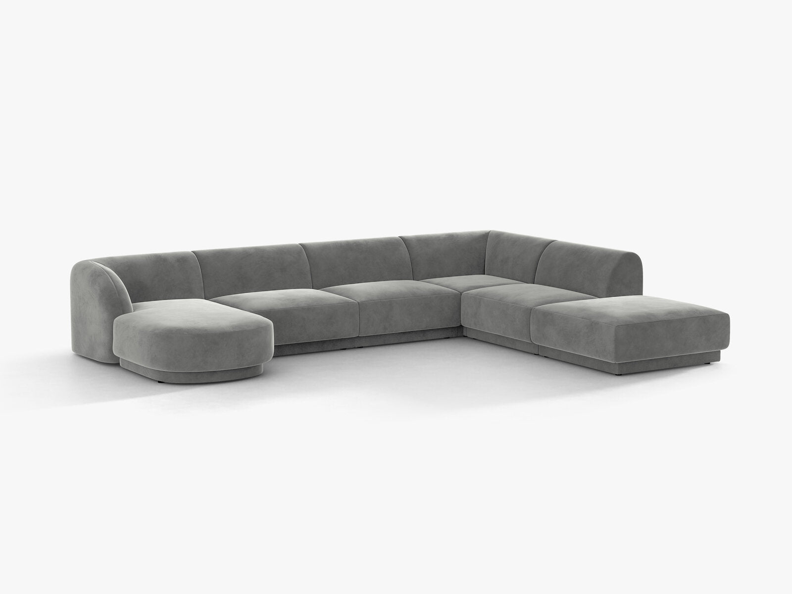 Micadoni Panorama-Ecksofa Miley 6-Sitzer Samt Venus Hellgrau Rechts