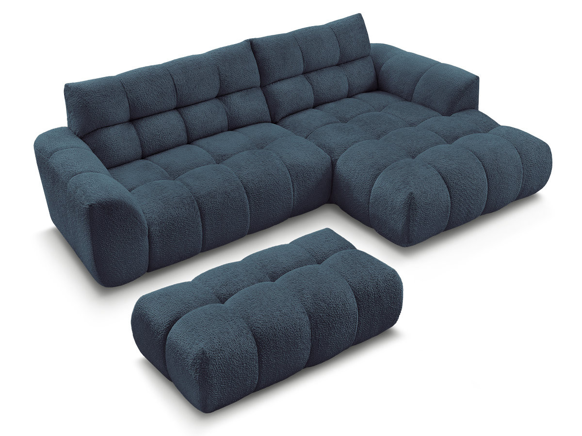 Bobochic Jaya Ecksofa mit Pouf Chenille Hellblau Ecke rechts