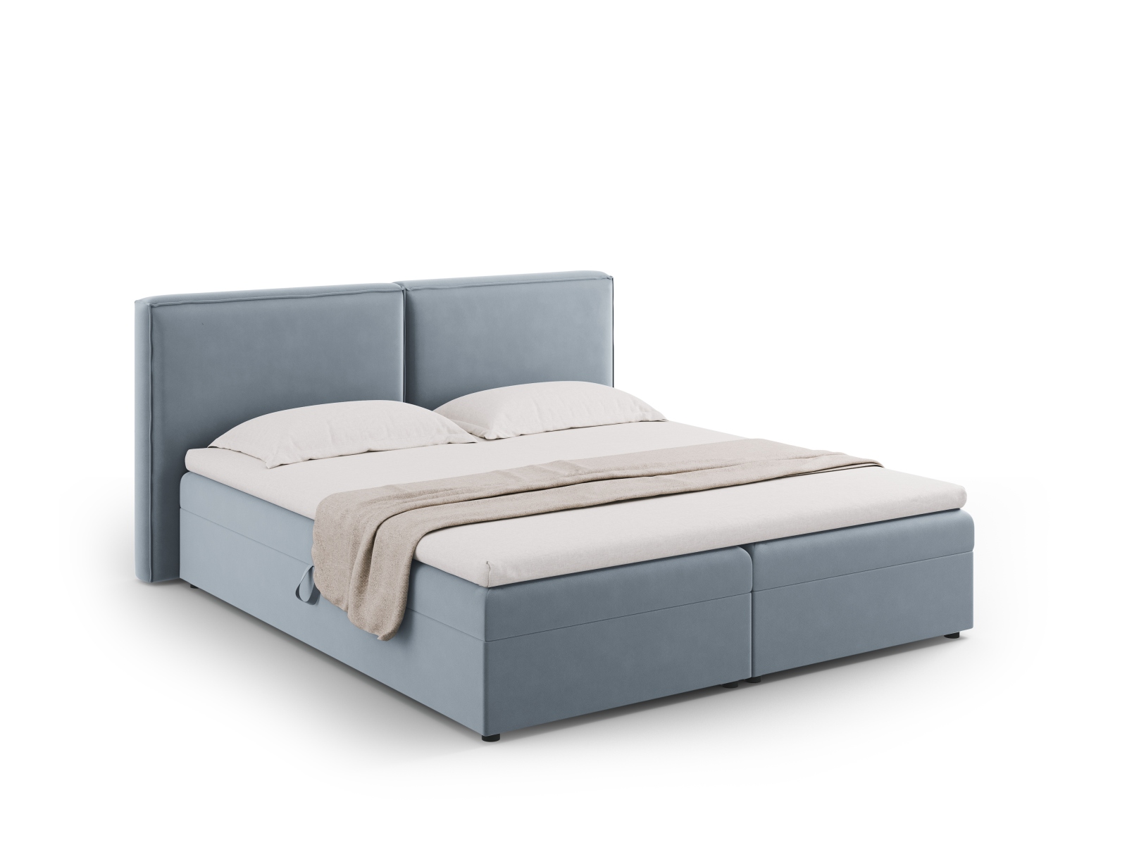 Cosmopolitan Design Boxspringbett Arendal 180x200 Samt Bluvel Hellblau