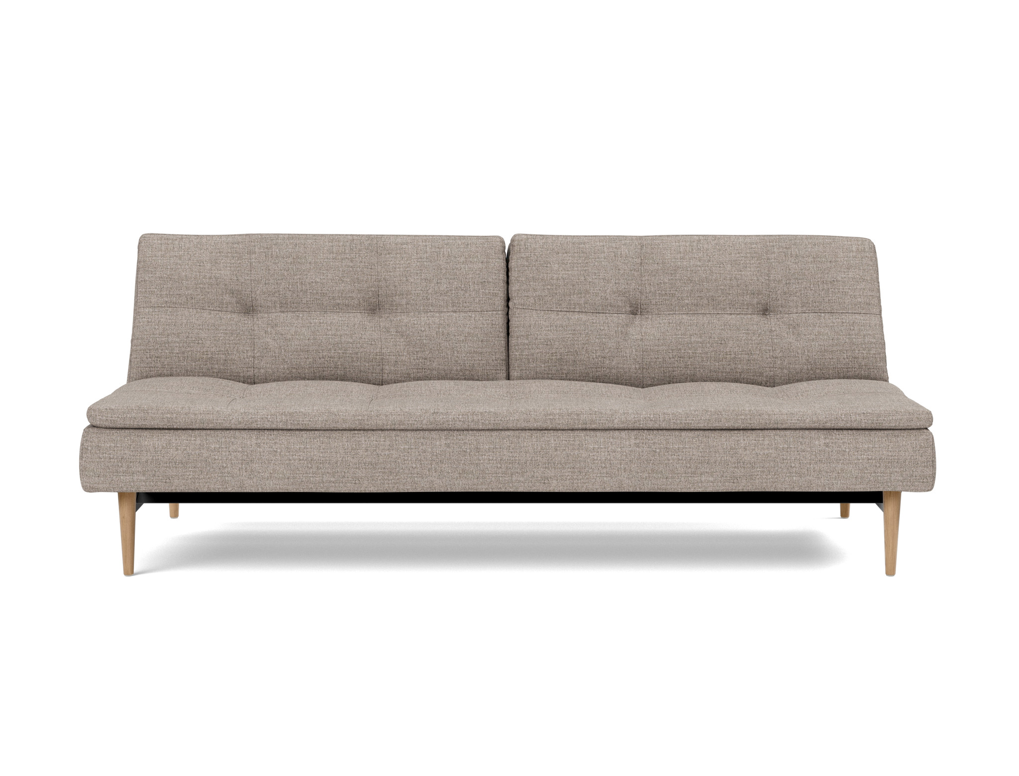 Schlafsofa Dublexo Chenille Yuveno 472-Warm-Grey Beine Styletto Eiche hell
