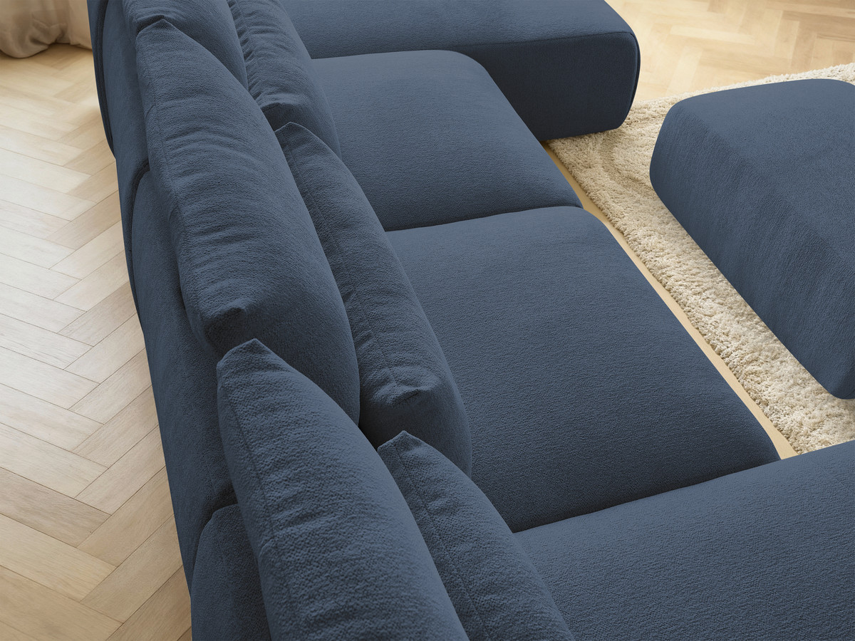 Bobochic Jana Wohnlandschaft mit kleinem Pouf Melange-Stoff Blau