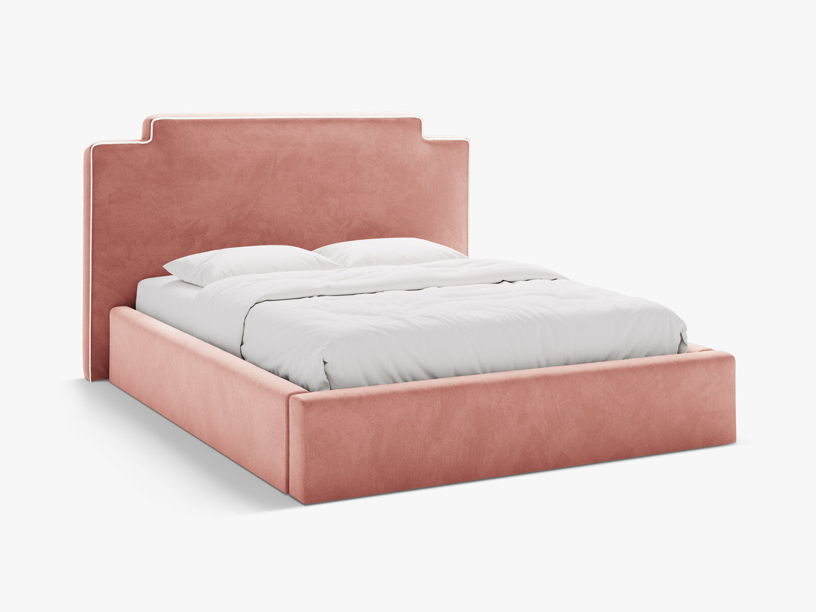 Micadoni Princess Samtbett mit Bettkasten und Kopfteil Samt Magic Velvet Elfenbein / Rosa 140x200