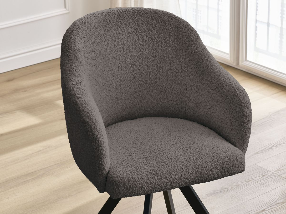 Bobochic Sophie Esszimmerstuhl mit Sternfuß Bouclé-Stoff Braun