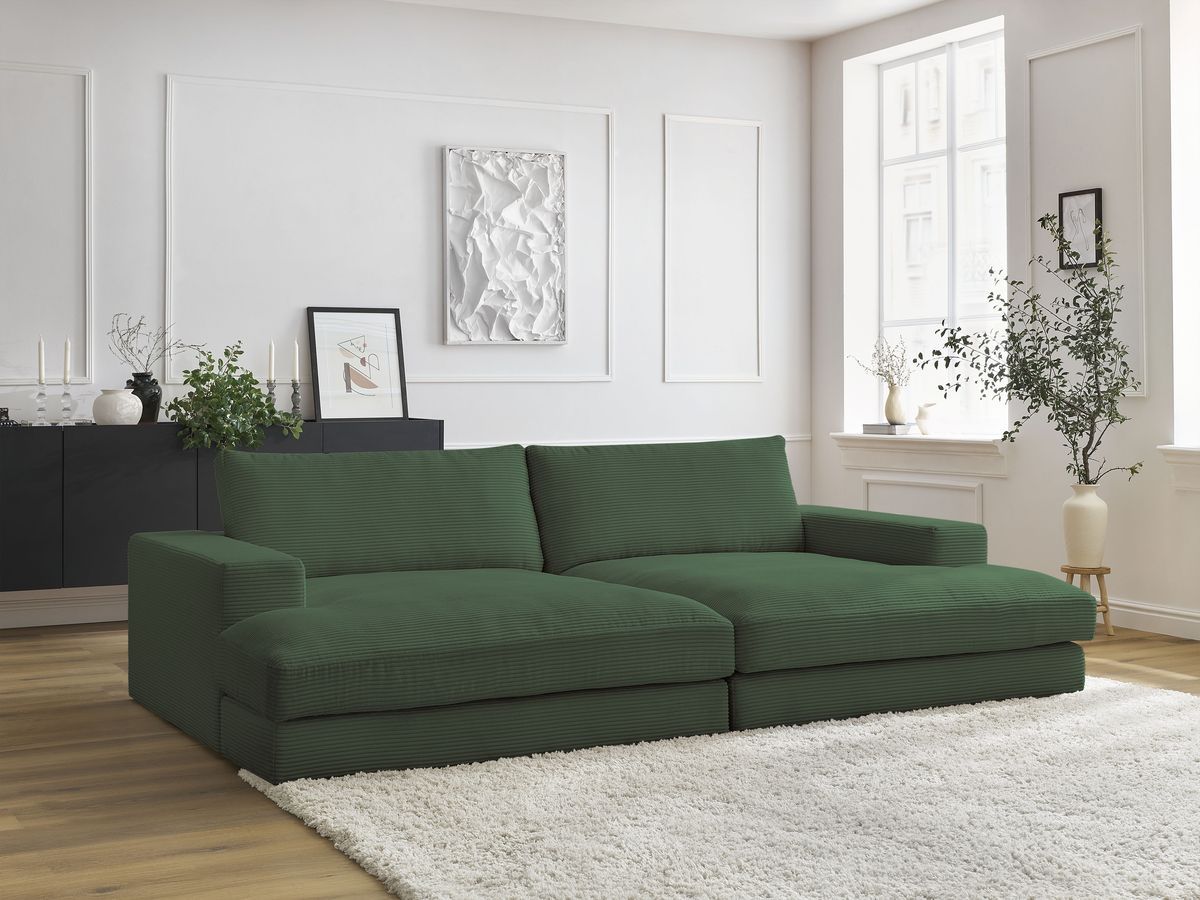 Bobochic Leonard Sofa 4-Sitzer 274 × 159 cm Cordsamt Dunkelgrün