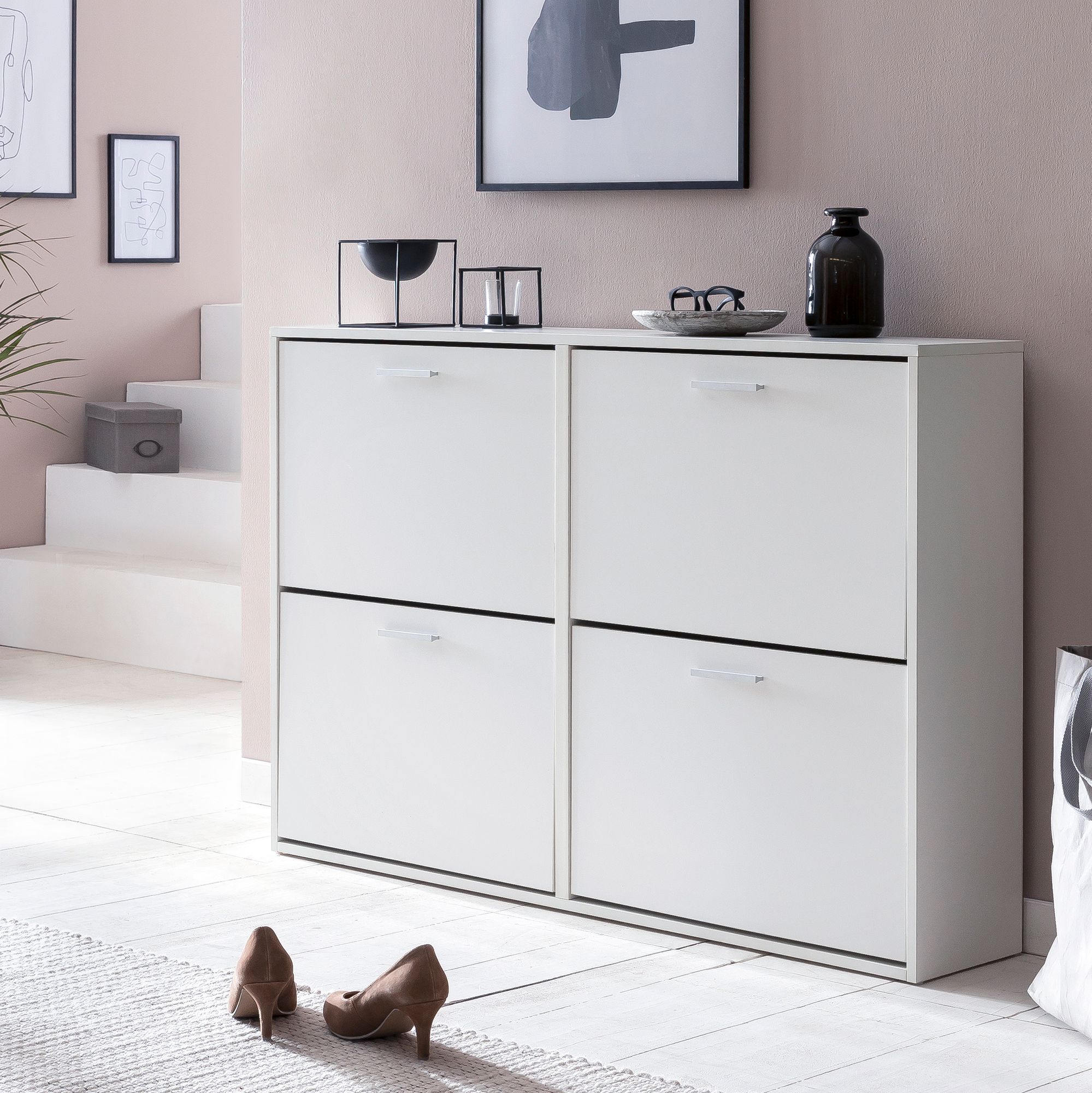 Schuhschrank Volda Weiß 120 × 24 × 81 cm