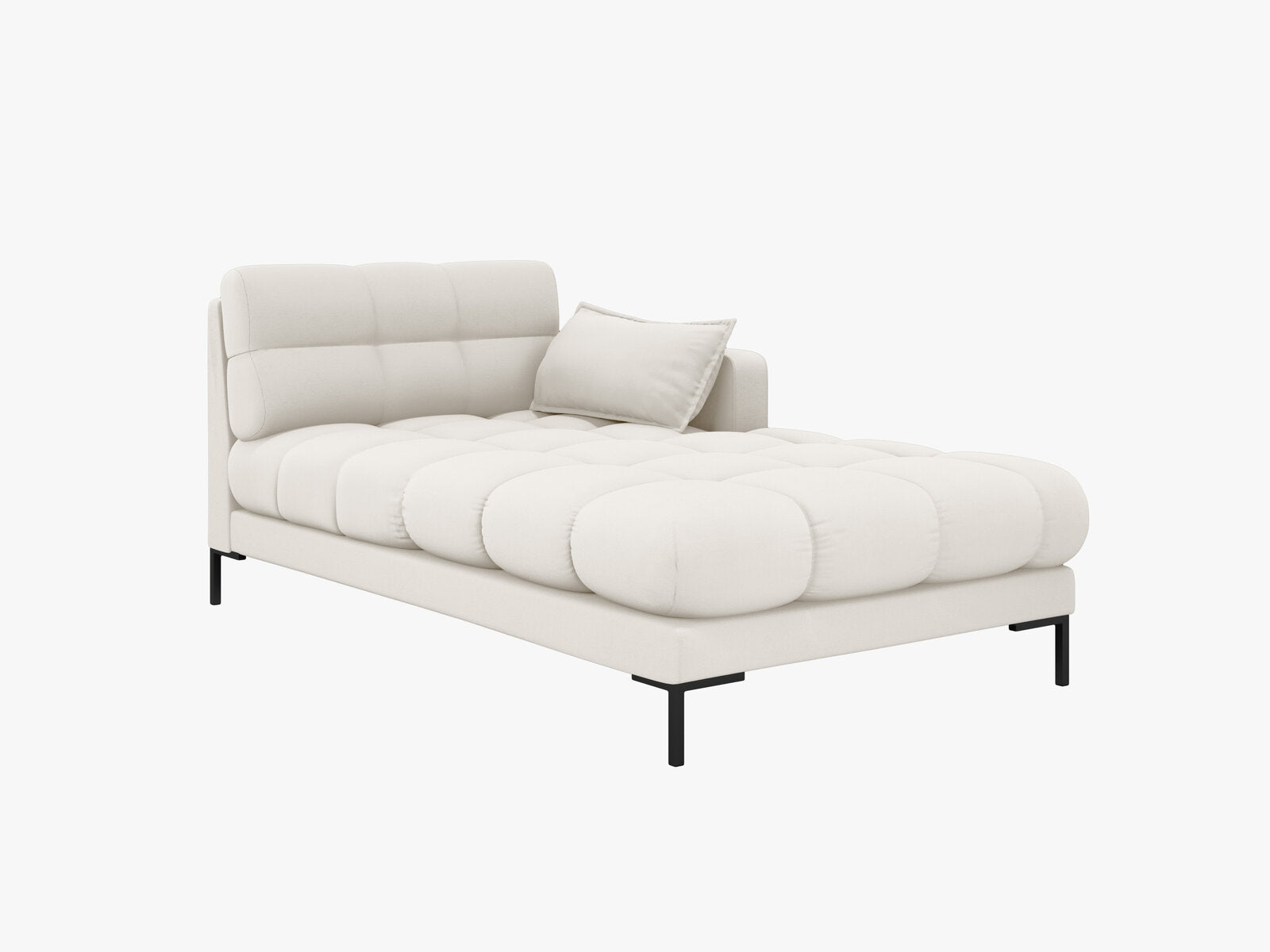 Micadoni Recamiere Mamaia 1-Sitzer Rechts Strukturierter Stoff Neve Helles Beige schwarze Beine