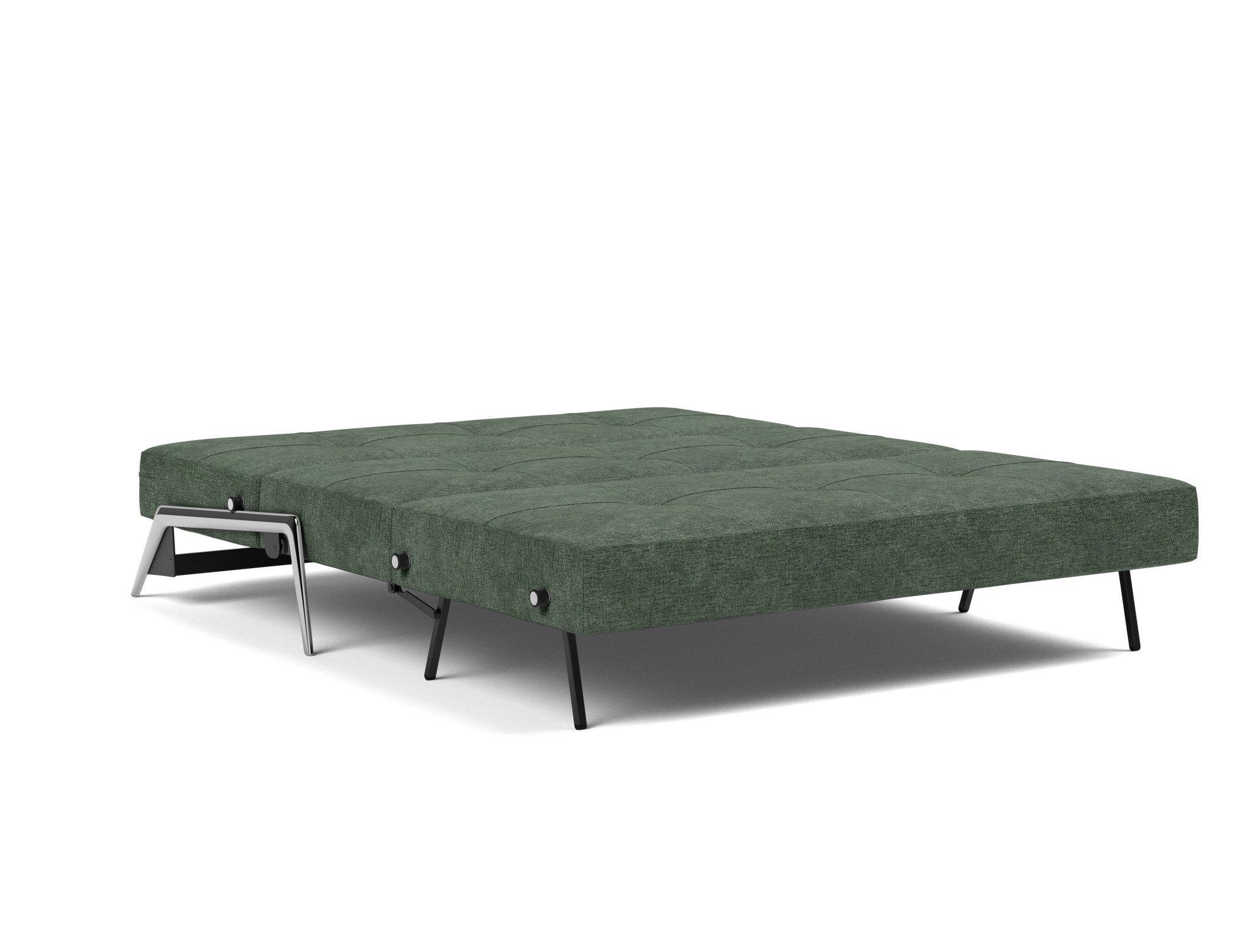 Schlafsofa Cubed 160 Flachgewebe Avella 281-Pine-Green Beine Aluminium