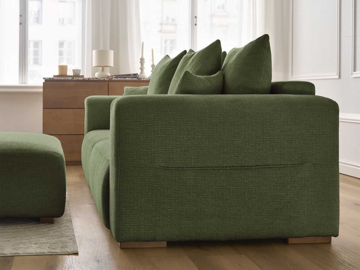 Bobochic Sidonie Sofa 4-Sitzer mit Pouf Melange-Stoff Grün