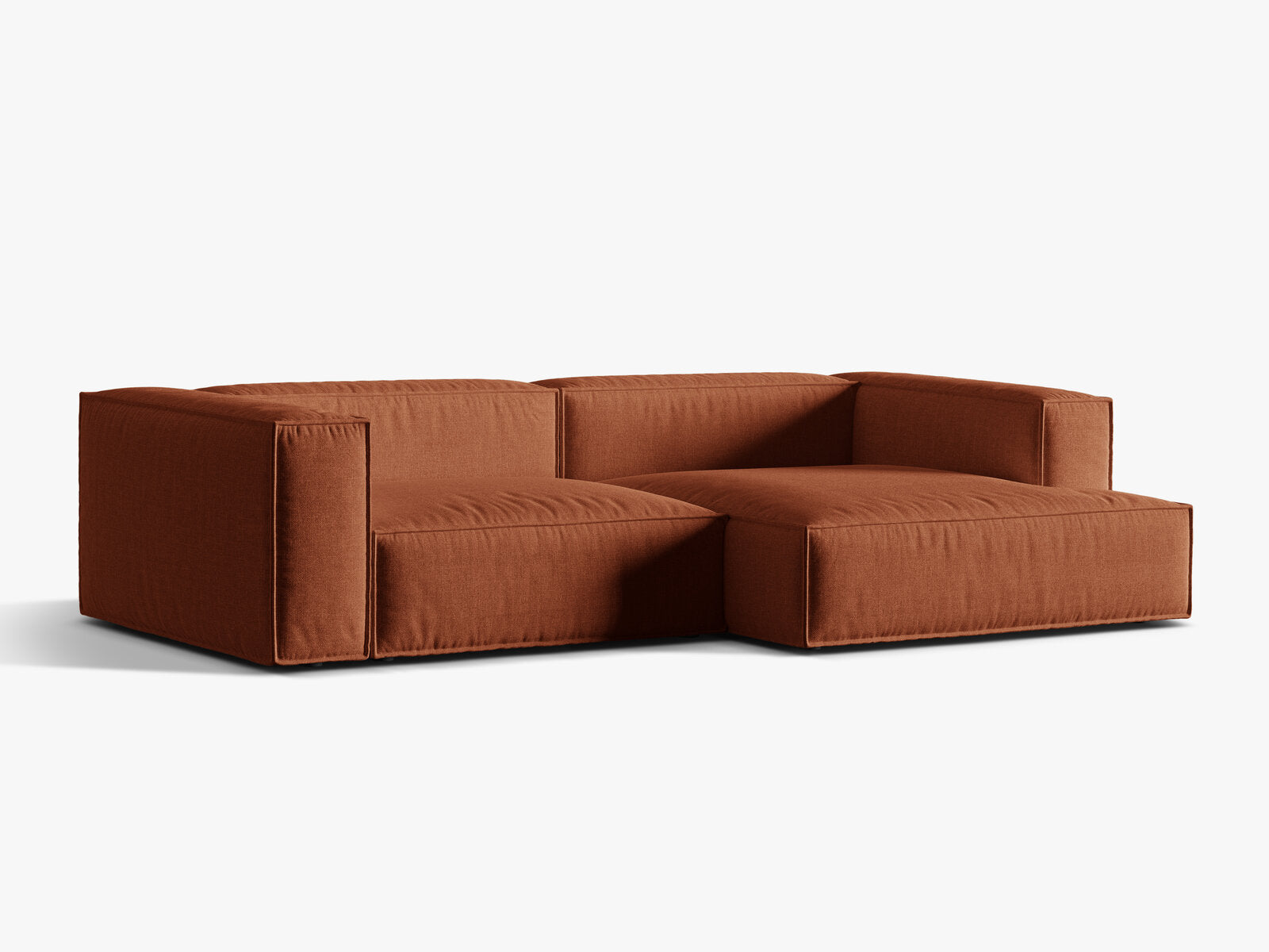 Micadoni Ecksofa Nuria 4-Sitzer Rechts Strukturierter Stoff Ziegel