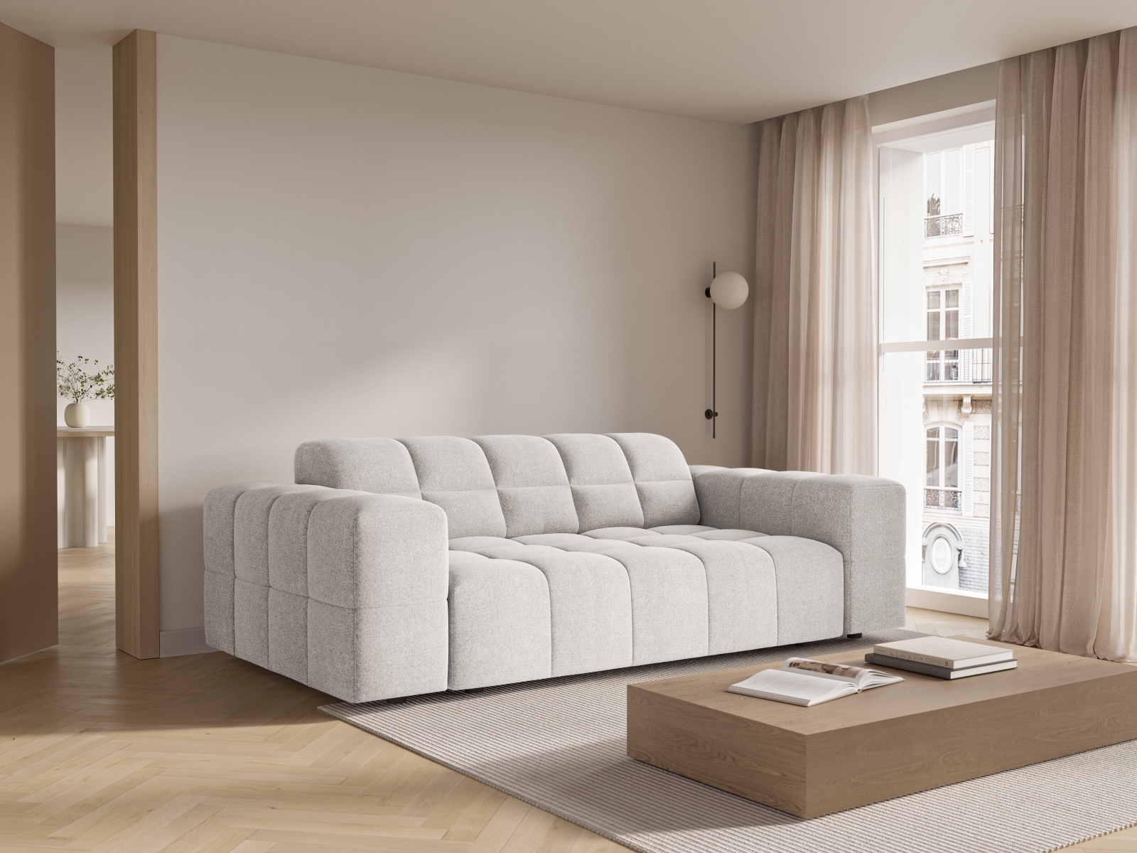 Cosmopolitan Design Sofa Chicago 2-Sitzer Chenille Haga Hellgrau