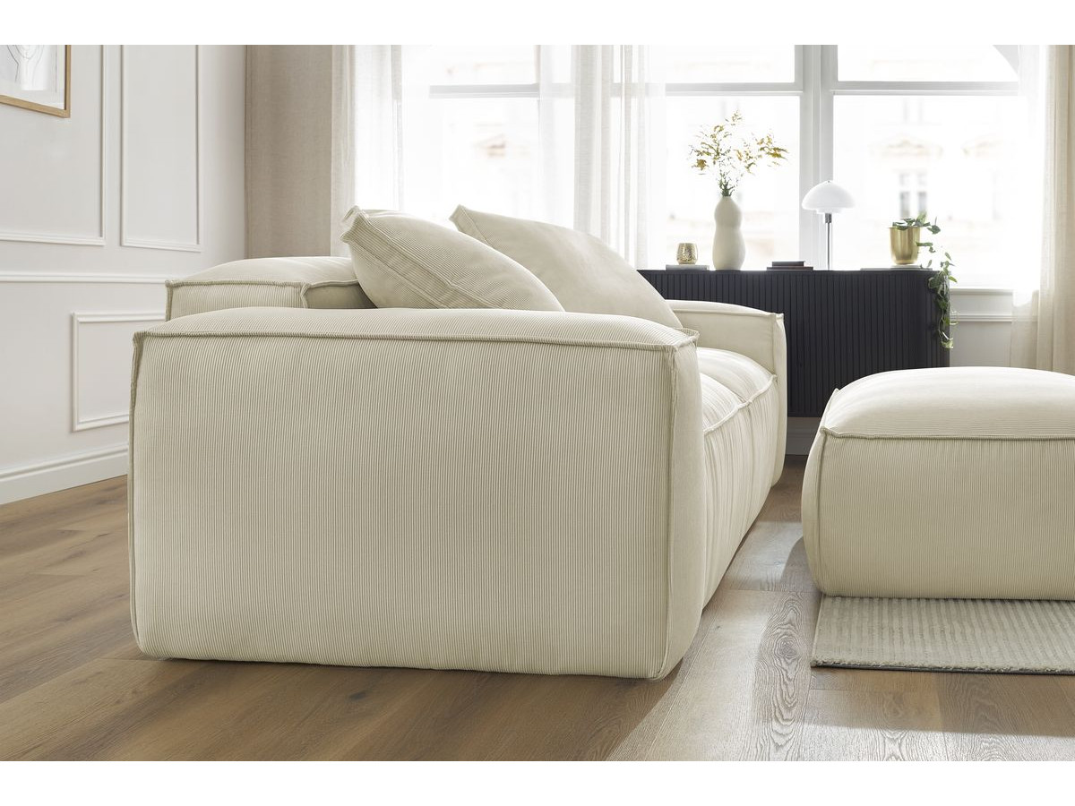 Bobochic Boheme Sofa 4-Sitzer mit Pouf Cordsamt Beige