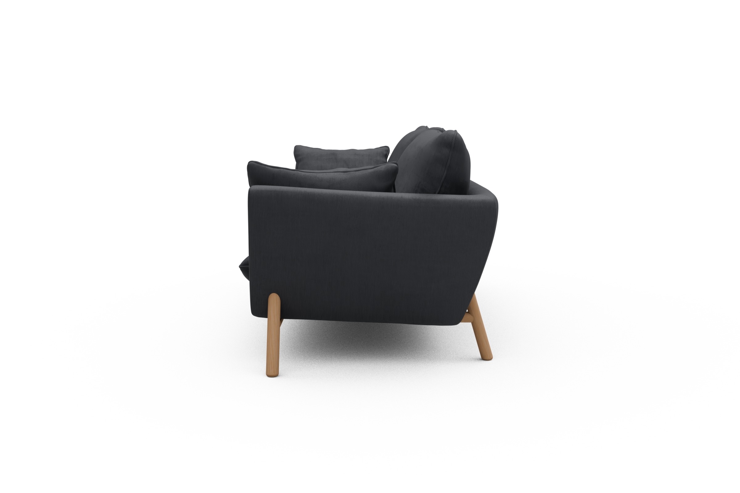 Sofa Emil 3-Sitzer Beinfarbe Eiche Natur Cordufine-Slate-Grey