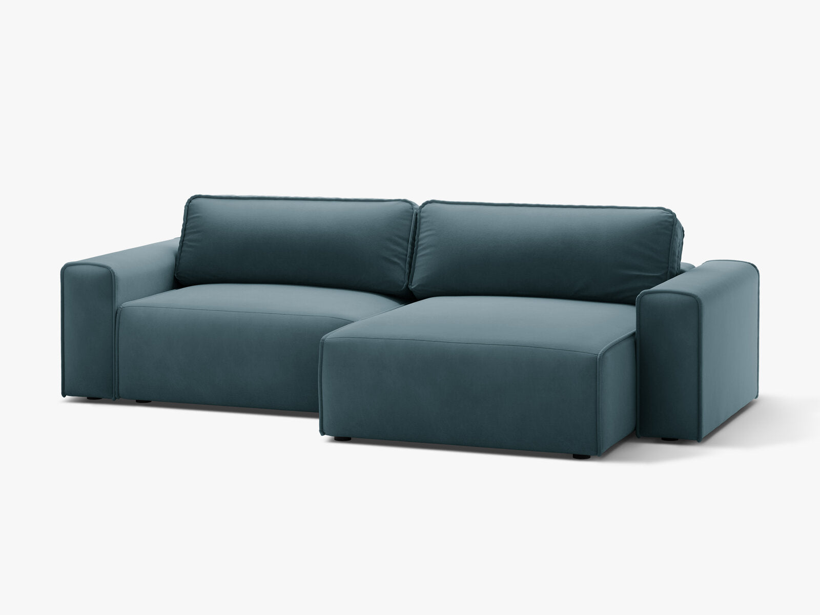 Micadoni Ecksofa Victor 3-Sitzer mit Schlaffunktion Rechts Samt Blau