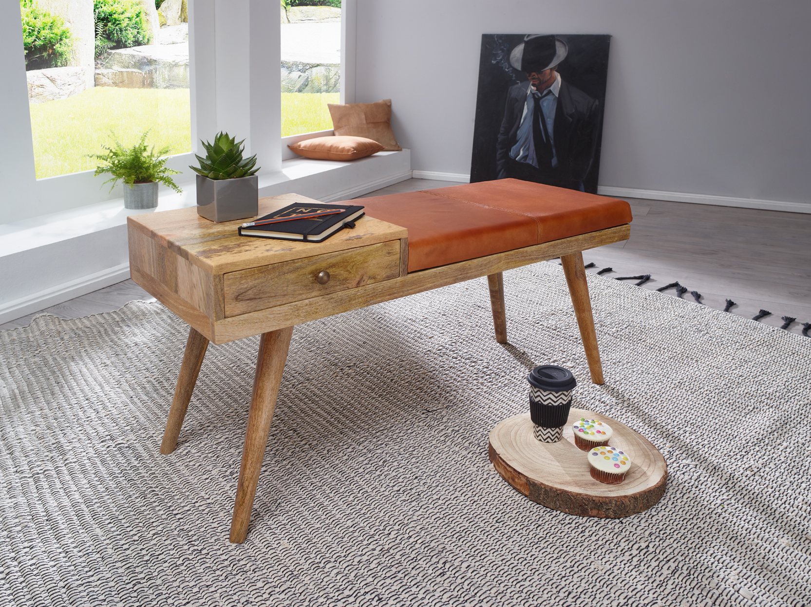 Sitzbank Blonduos Mango Massivholz Braun 100 × 38 × 52 cm