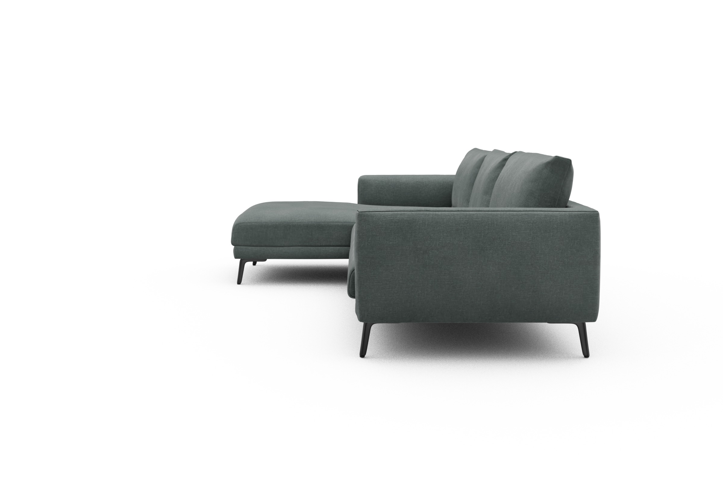 Ecksofa Karl Chaiselongue links mit 2,5-Sitzer Smooth-Silver-Grey