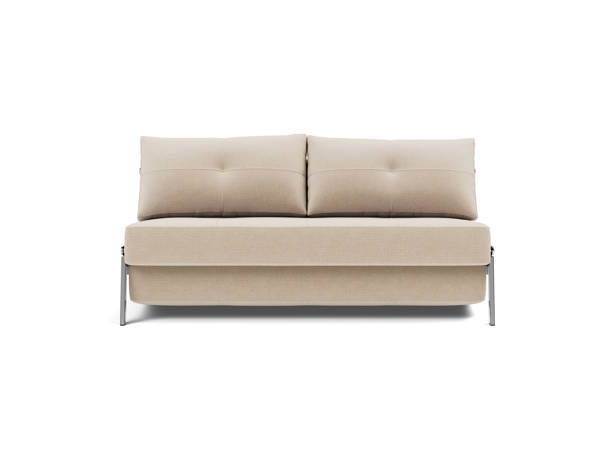 Schlafsofa Cubed 160 Chenille Esina 410-Almond-Beige Beine Chrom