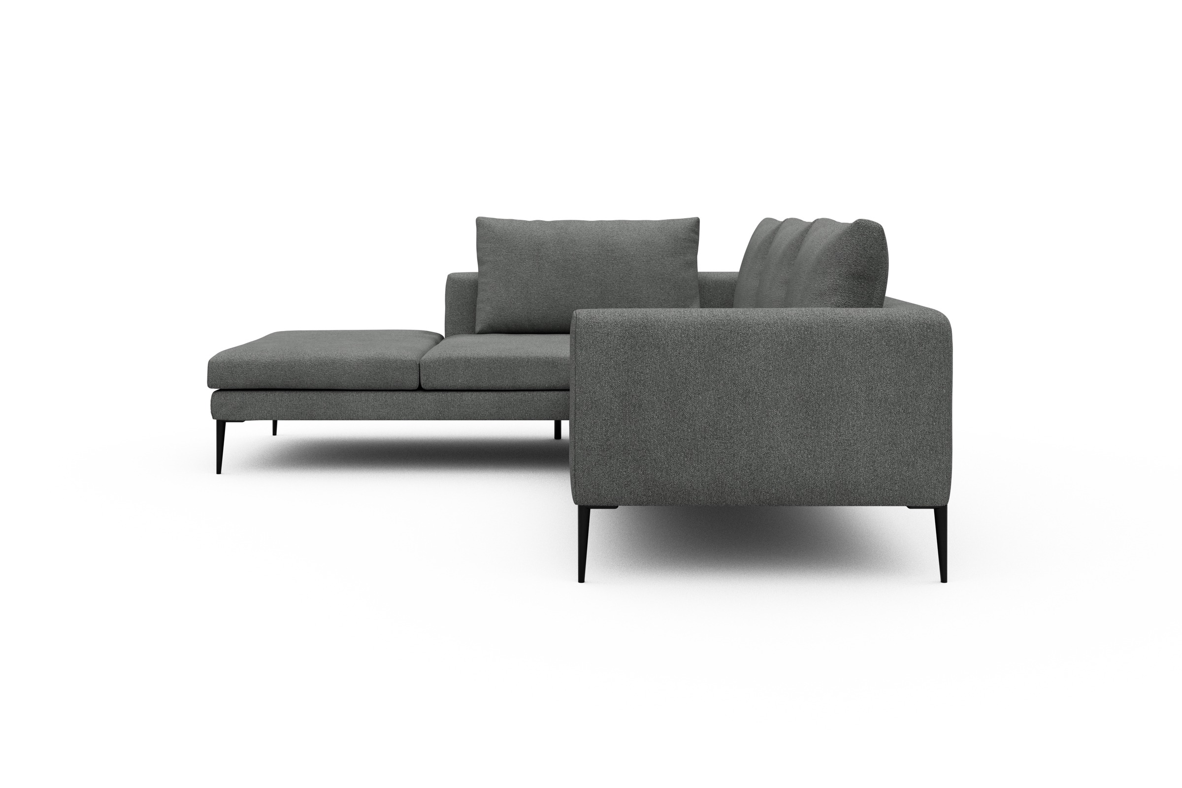 Ecksofa Paul Relax-Ecke links mit 2-Sitzer Boucle-Ash-Grey