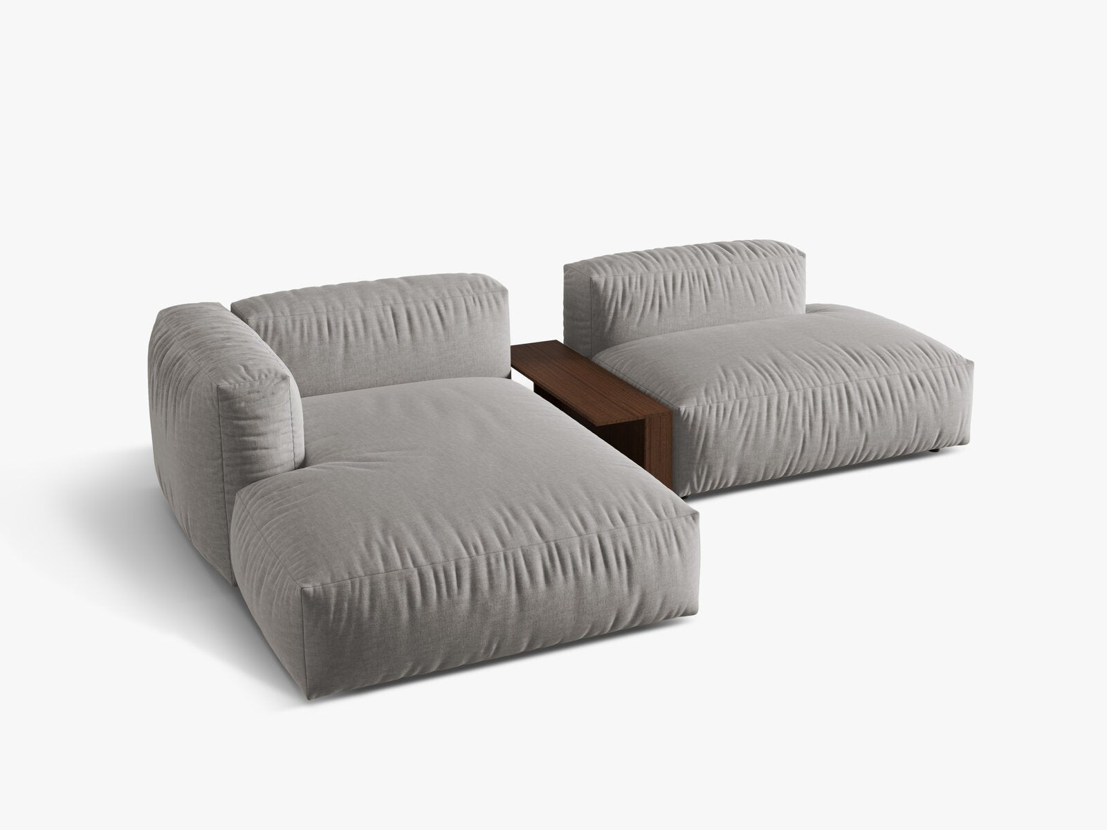Micadoni Ecksofa Martina 2-Sitzer mit Couchtisch Links Strukturierter Stoff Hellgrau