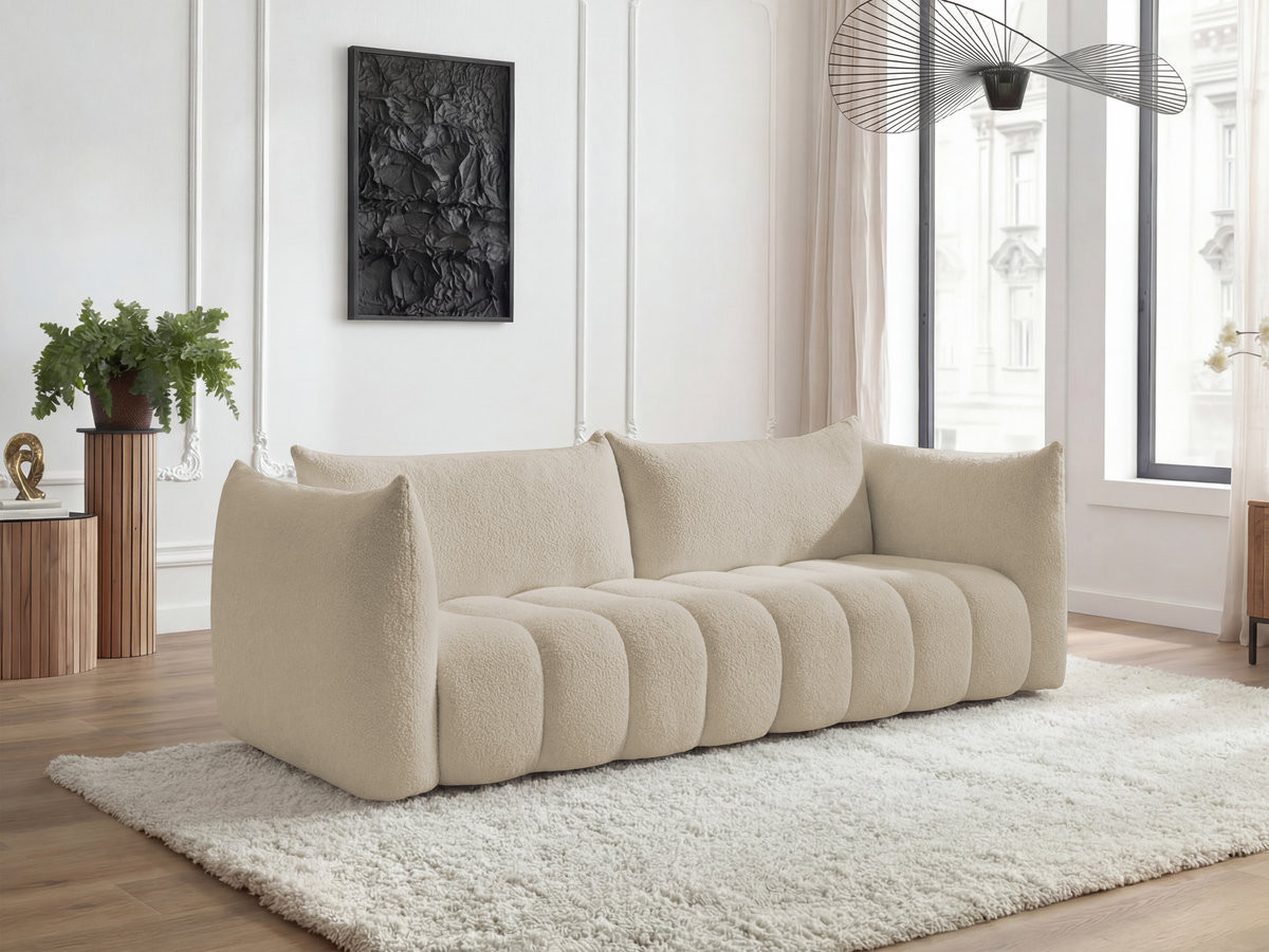 Bobochic Azra Sofa 4-Sitzer Bouclé-Stoff Beige