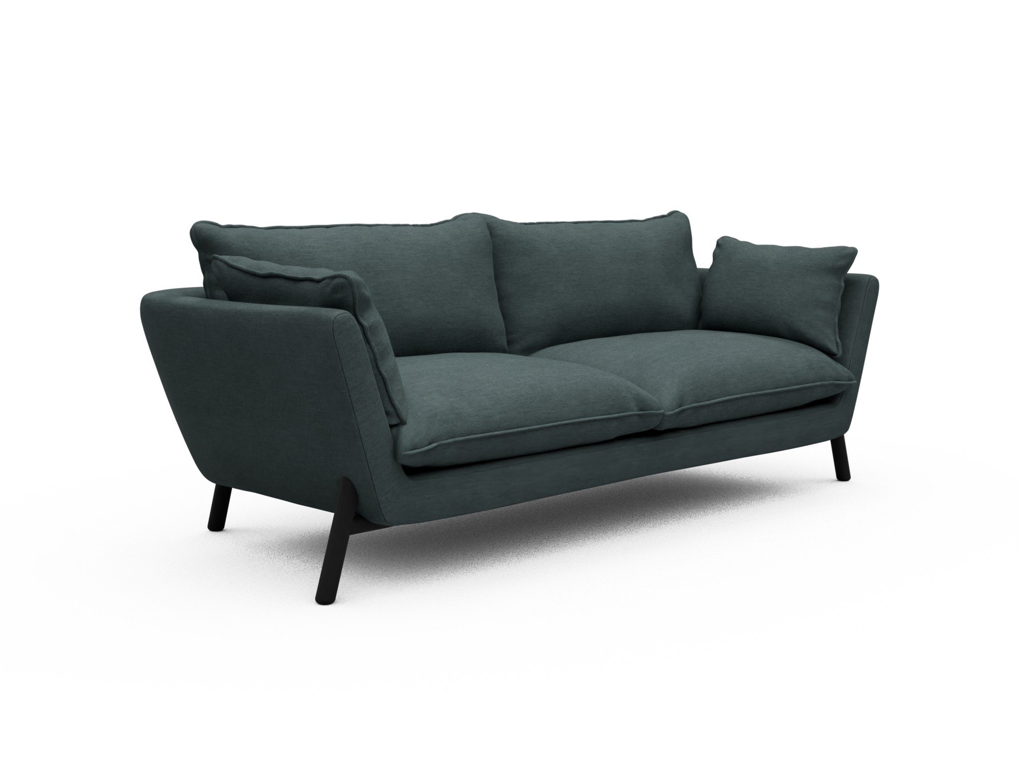 Skandi Home Sofa Emil Soft 3-Sitzer Beinfarbe Eiche Schwarz Vivus-Blue moebelfaktor