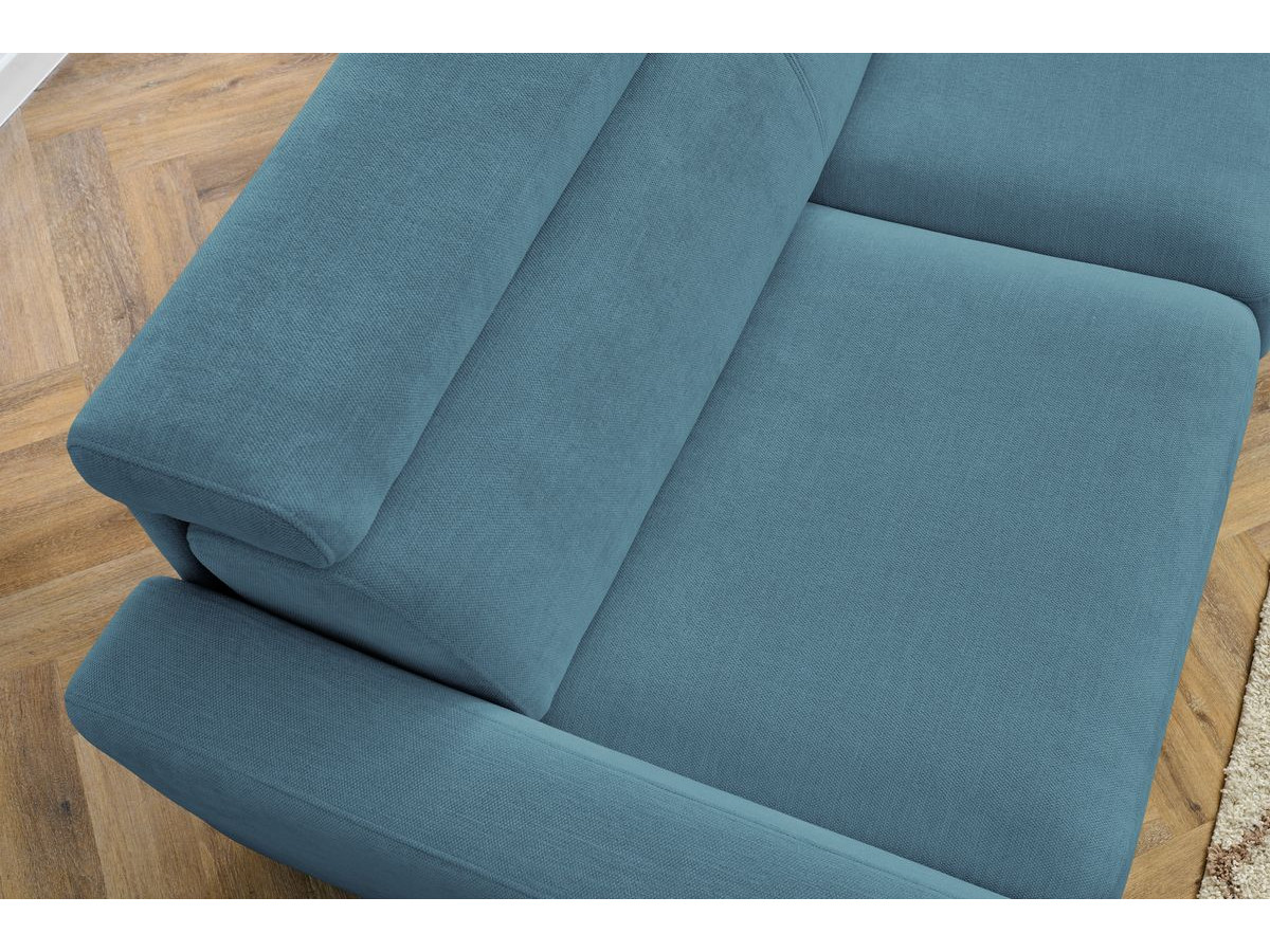 Bobochic Monaco Ecksofa mit Schlaffunktion und Bettkasten Stoff Hellblau, Liegefläche 160 × 190 cm