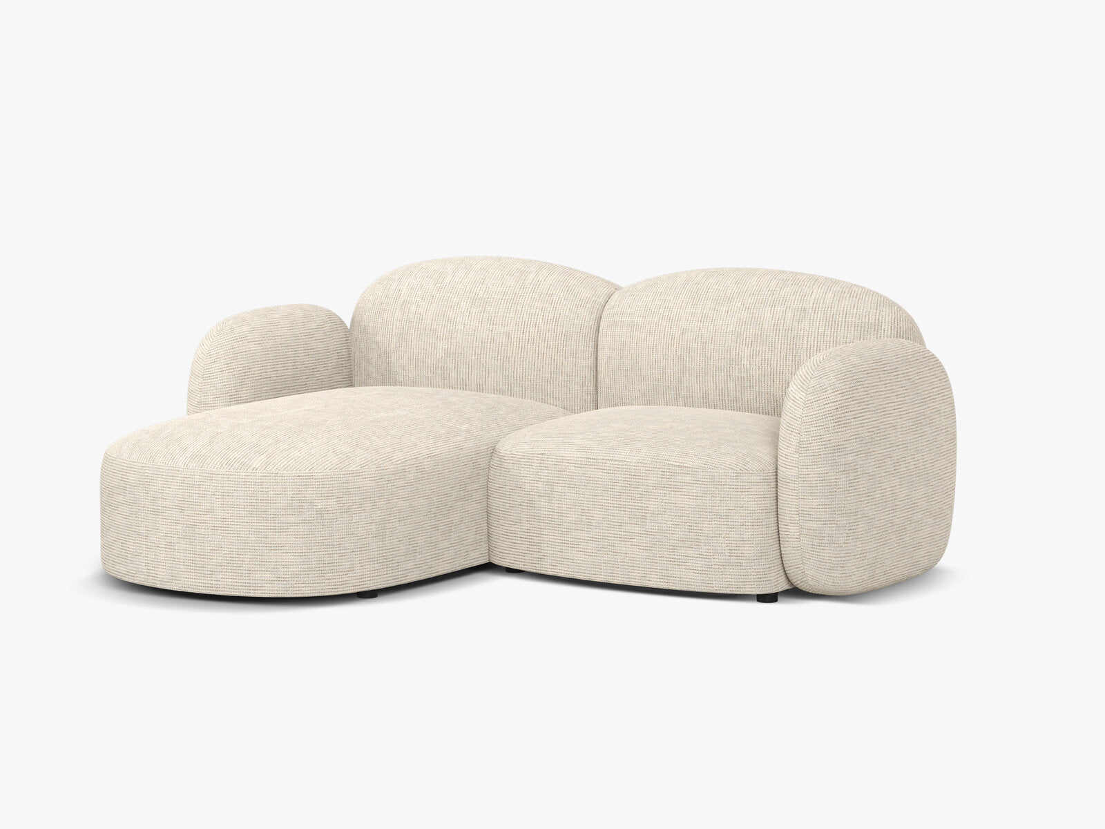 Micadoni Ecksofa Blair 3-Sitzer Links Strukturierter Stoff Baltimore Helles Beige
