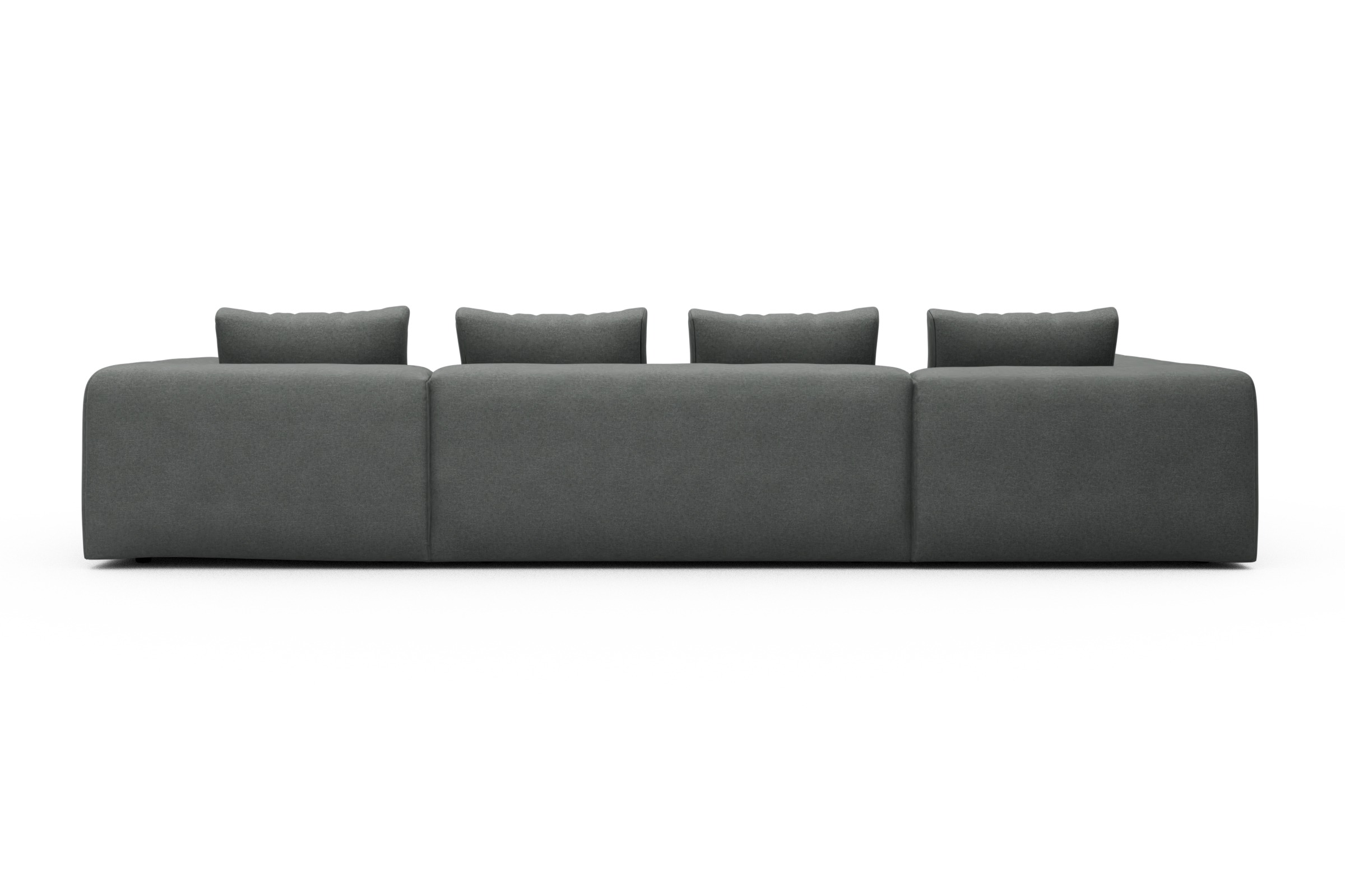 Wohnlandschaft Fred Relax-Ecke links mit 2-Sitzer und Chaiselongue rechts Strukturierter Stoff Satya 440-Steel-Grey
