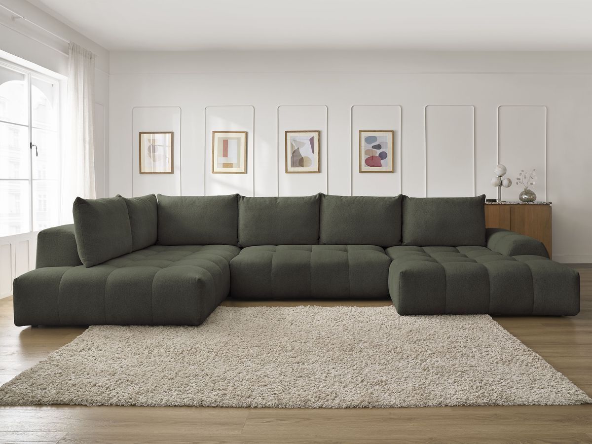 Bobochic Everest Wohnlandschaft, 6 Kissen Melange-Stoff Grün Ecke rechts