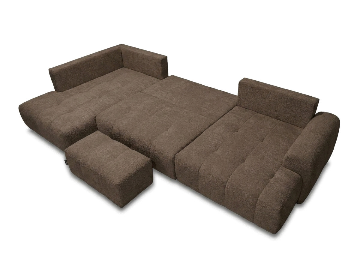 Bobochic Roxelane Wohnlandschaft mit Pouf Bouclé-Stoff Braun Ecke rechts