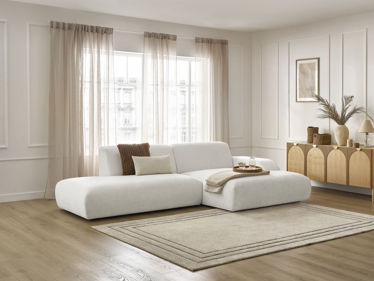 Bobochic Sirius Ecksofa 300 × 170 cm Strukturstoff Weiß Ecke rechts