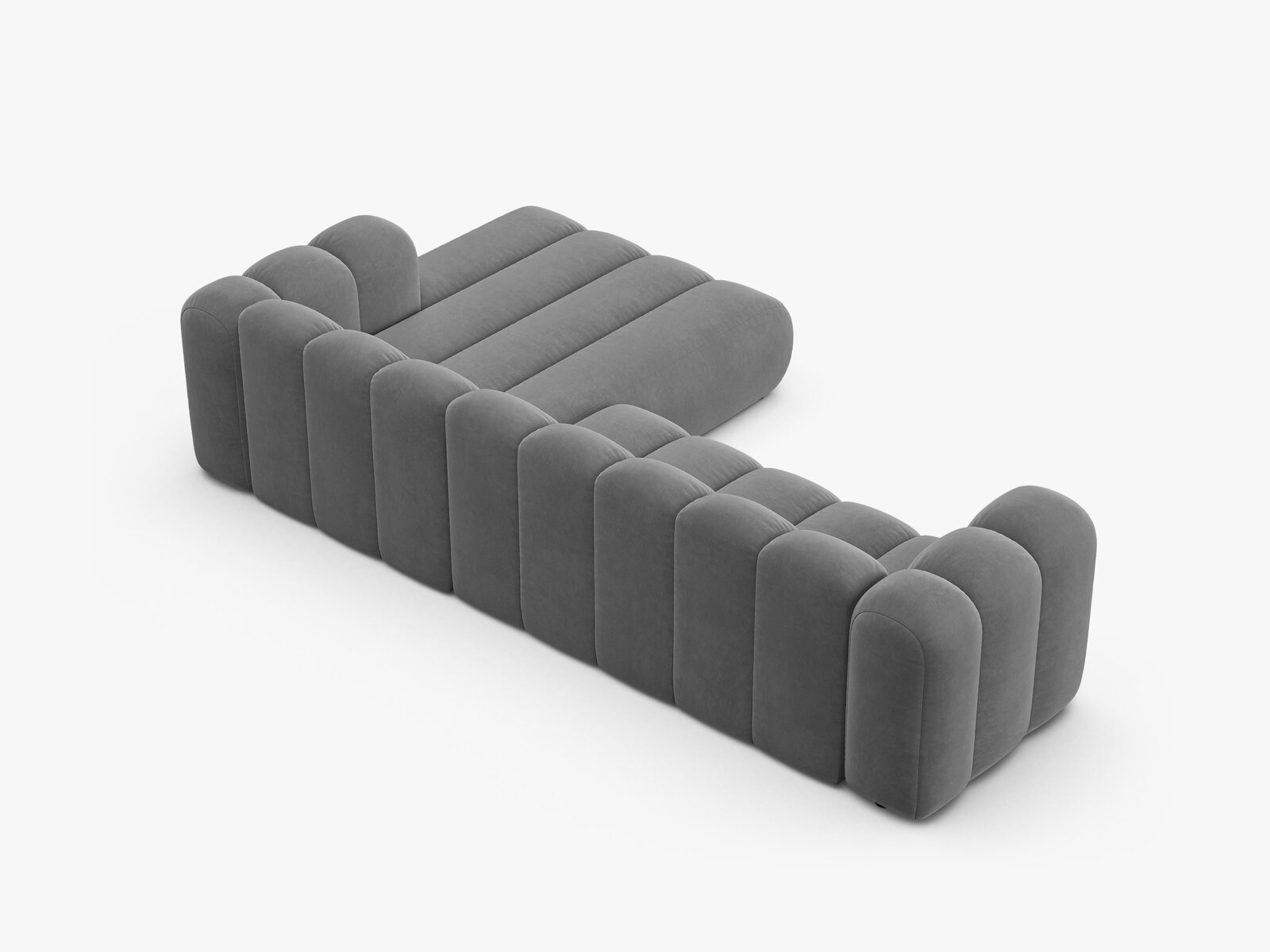 Micadoni Modulares Ecksofa Lupine 4-Sitzer Samt Venus Hellgrau Rechts