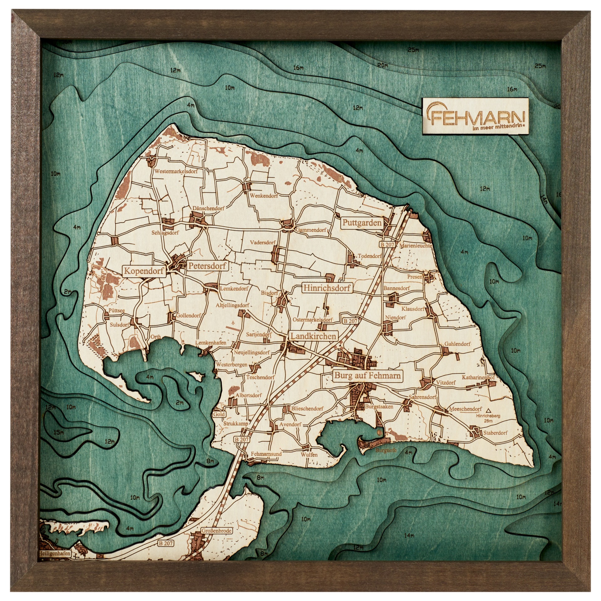 Cutting Brothers 3D Holz-Wandkarte Fehmarn 35 x 35 moebelfaktor
