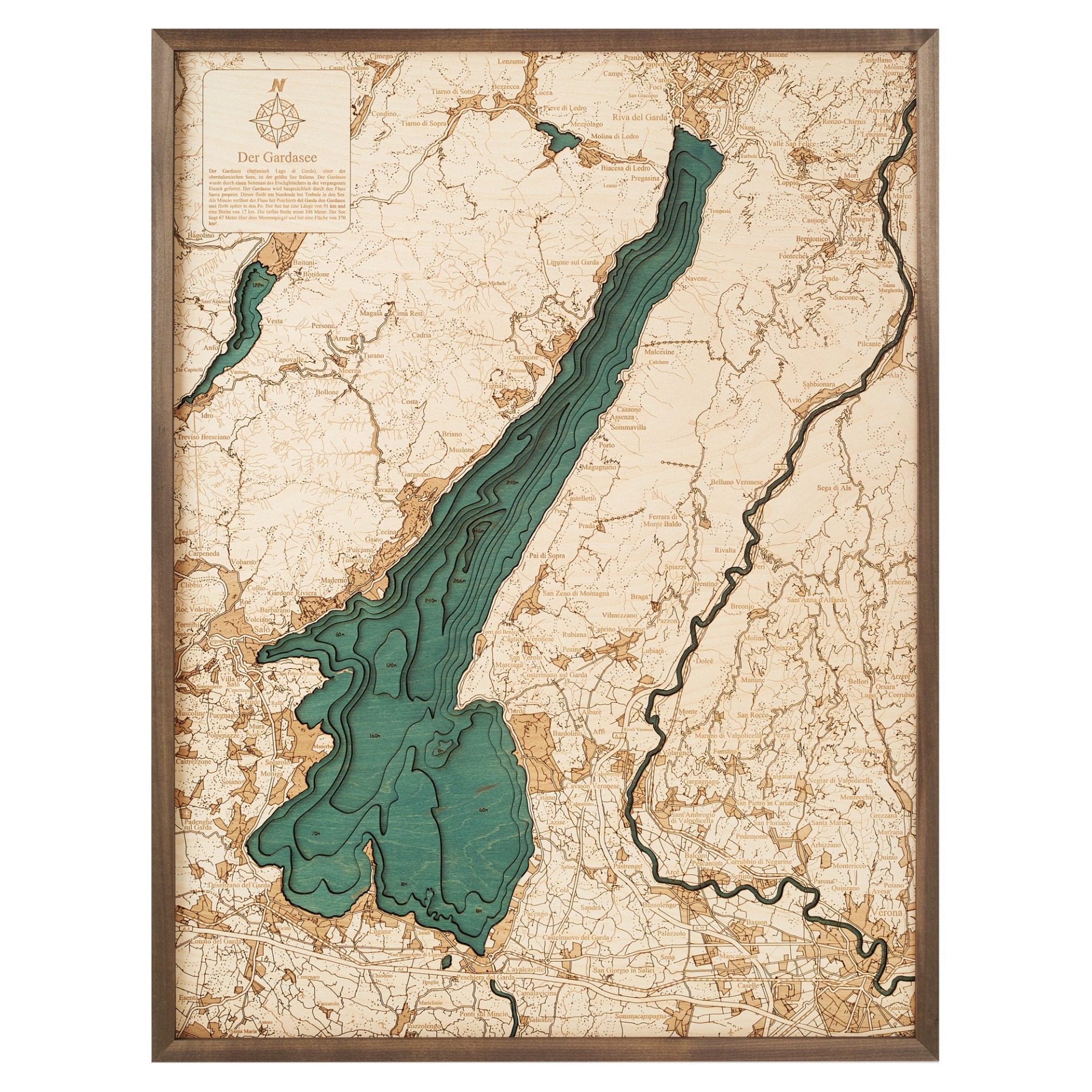 Cutting Brothers 3D Holz-Wandkarte Lago di Garda Gardasee 81 x 61 moebelfaktor