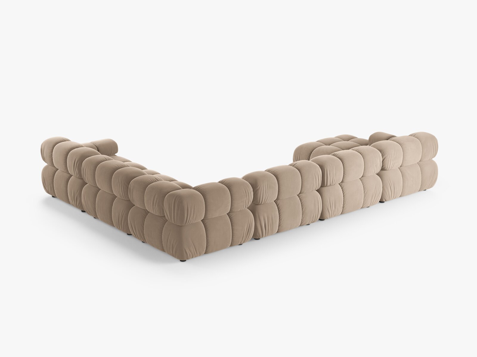 Micadoni Modulares Panorama Ecksofa Bellis 8-Sitzer Rechts Samt Venus Beige