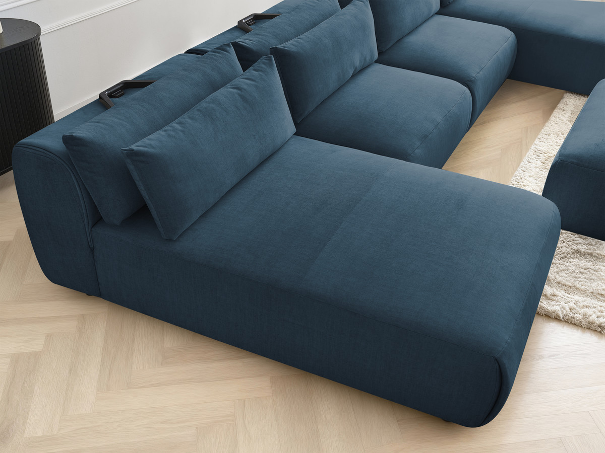 Bobochic Jana Wohnlandschaft mit großem Pouf Samt Blau