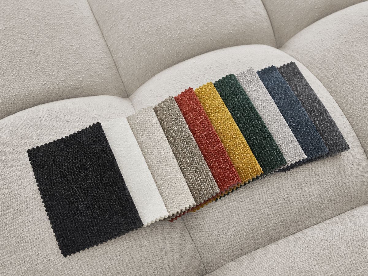 Bobochic Everest Ecksofa, 10 Kissen Strukturstoff Beige Ecke links