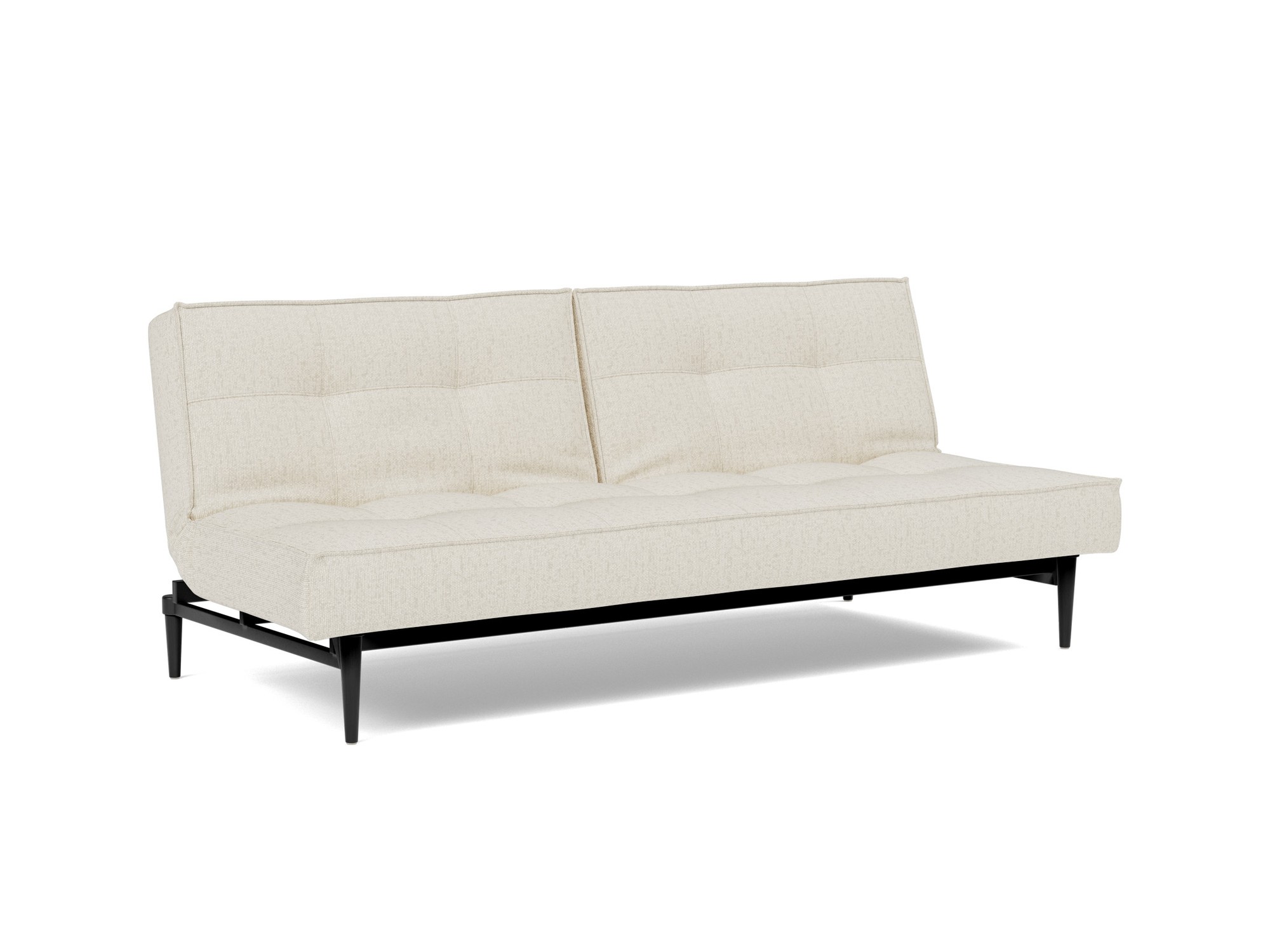 Schlafsofa Splitback Boucle Skandi 531-Off-White Beine Styletto Eiche schwarz