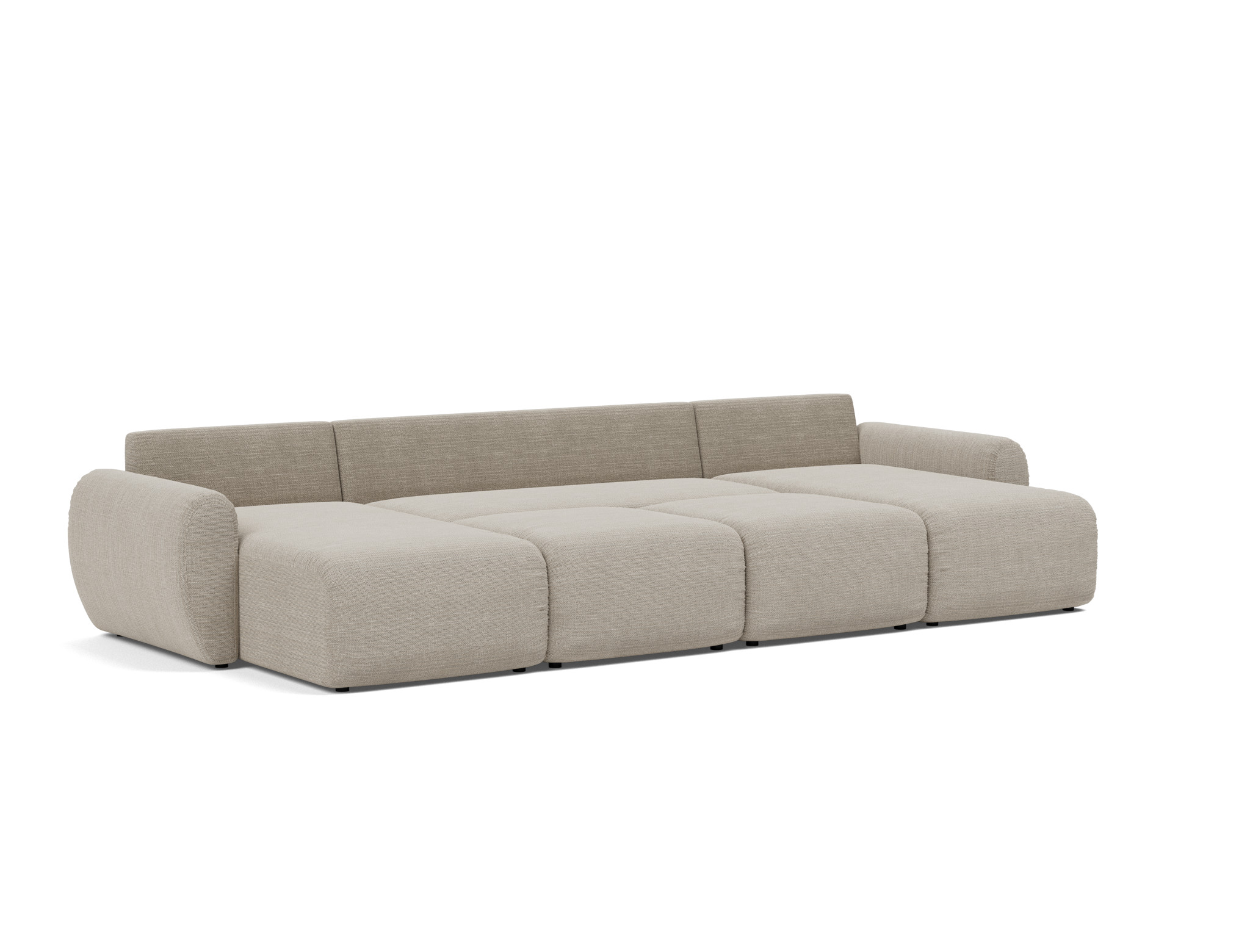 Schlafsofa Norum U-Form mit Curve-Armlehnen Strukturierter Stoff Kenya 579-Gravel