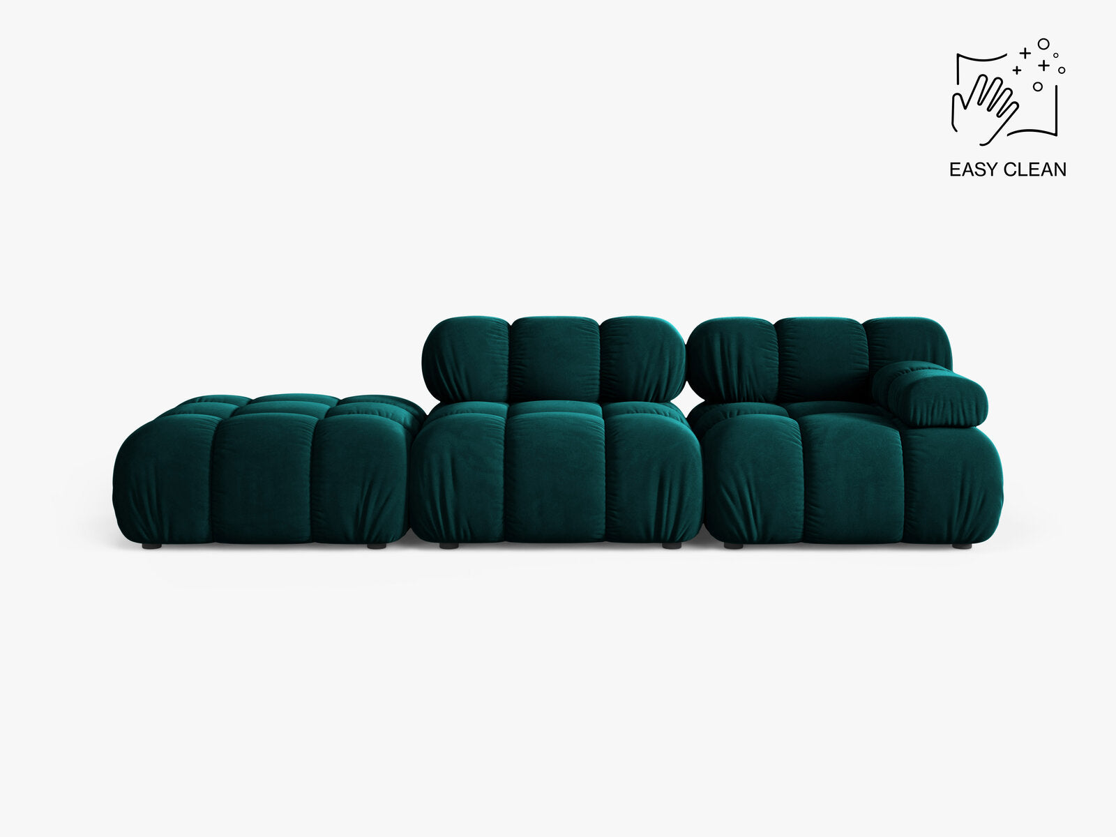 Micadoni Modulares Sofa Bellis 4-Sitzer Links Samt Venus Dunkel Petrol