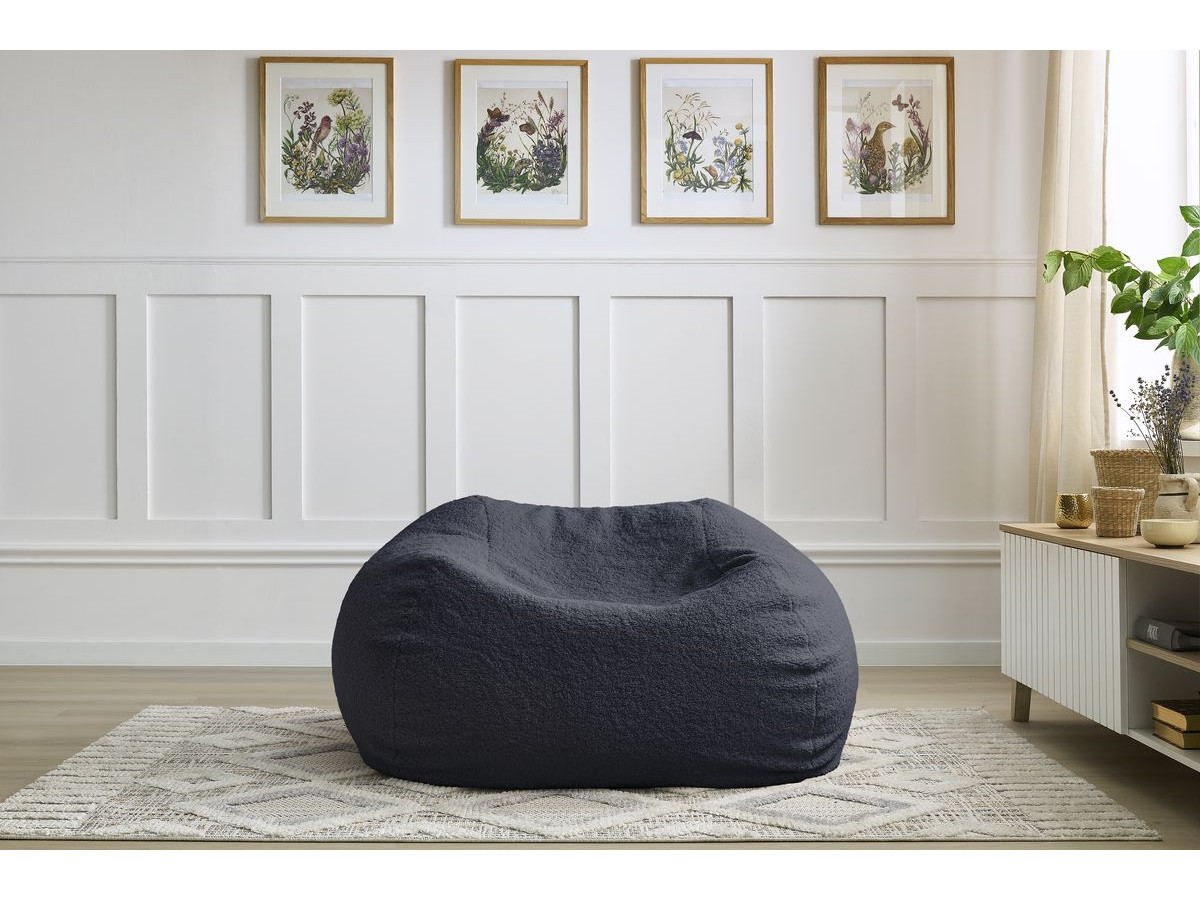 Bobochic Meribel Pouf Bouclé-Stoff Dunkelblau