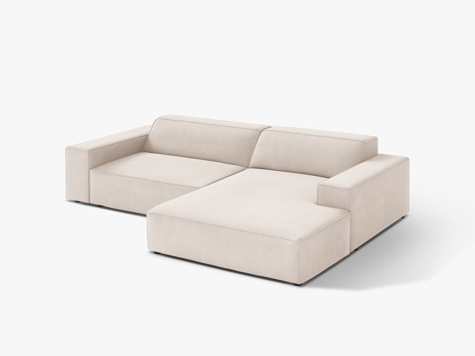 Micadoni Ecksofa Jodie 3-Sitzer Samt Venus Helles Beige Rechts