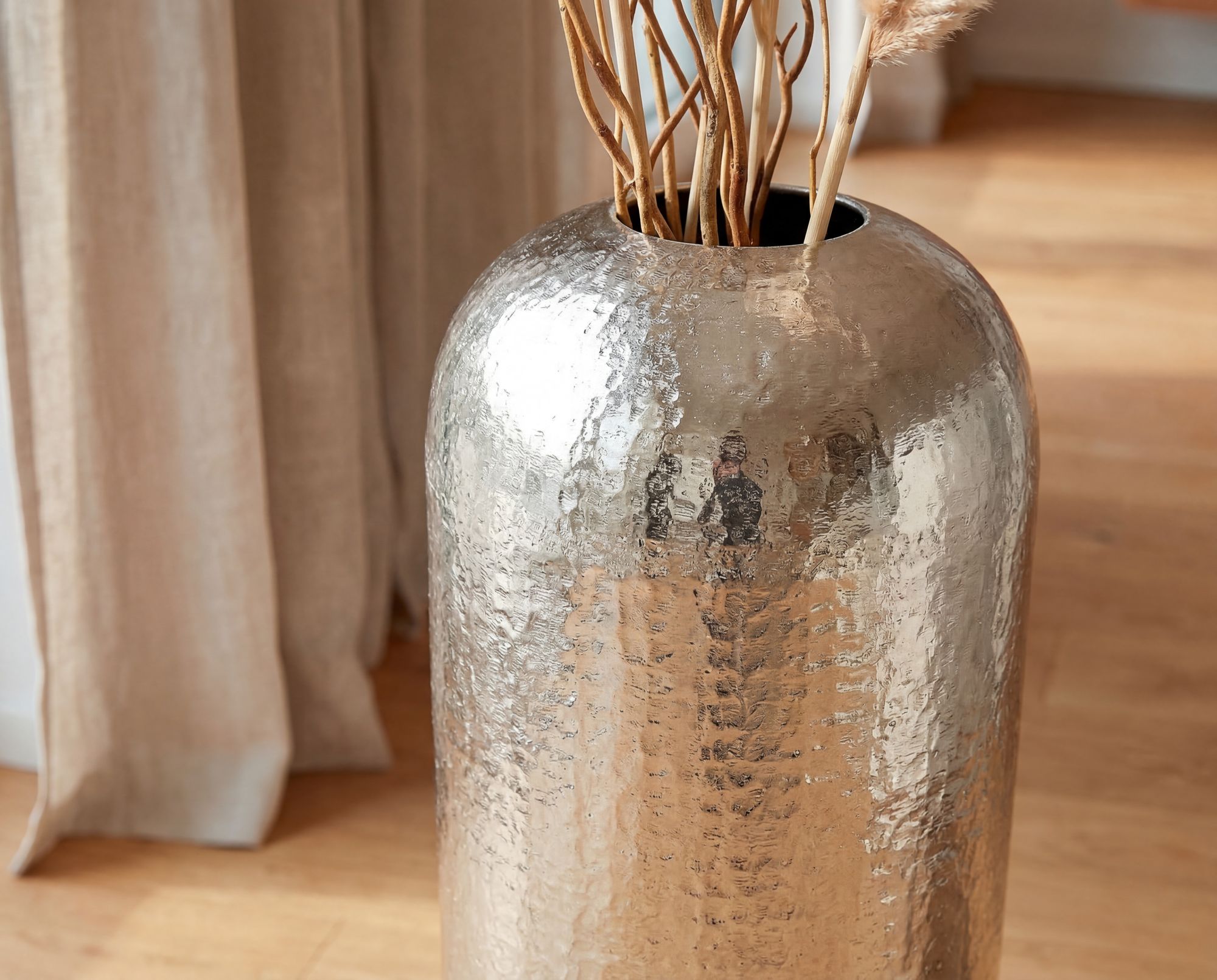 Bodenvase Arendal Aluminium Silber 60 cm