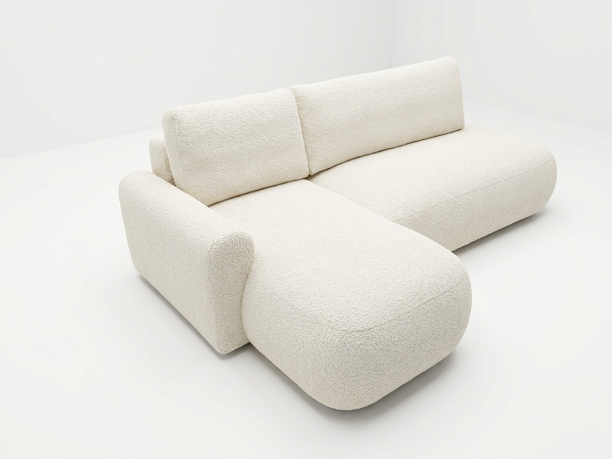 Bobochic Tango Ecksofa mit Schlaffunktion und Bettkasten Bouclé-Stoff Beige Ecke links