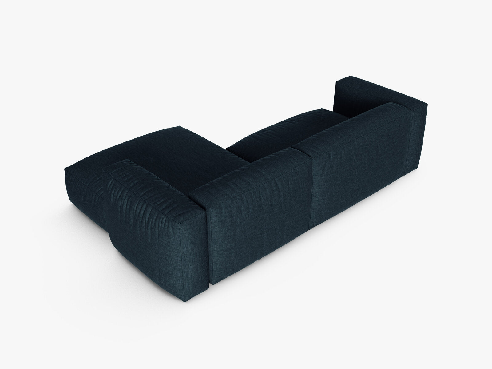 Micadoni Ecksofa Martina 2-Sitzer 90cm Sitztiefe Rechts Strukturierter Stoff Boston Jeansblau